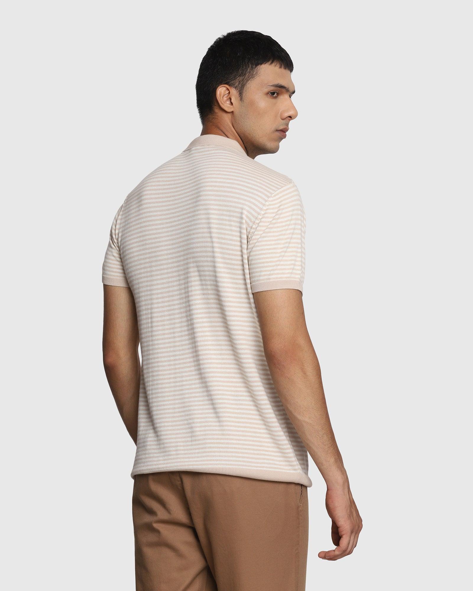 Polo Beige Cream Striped T Shirt - Axel
