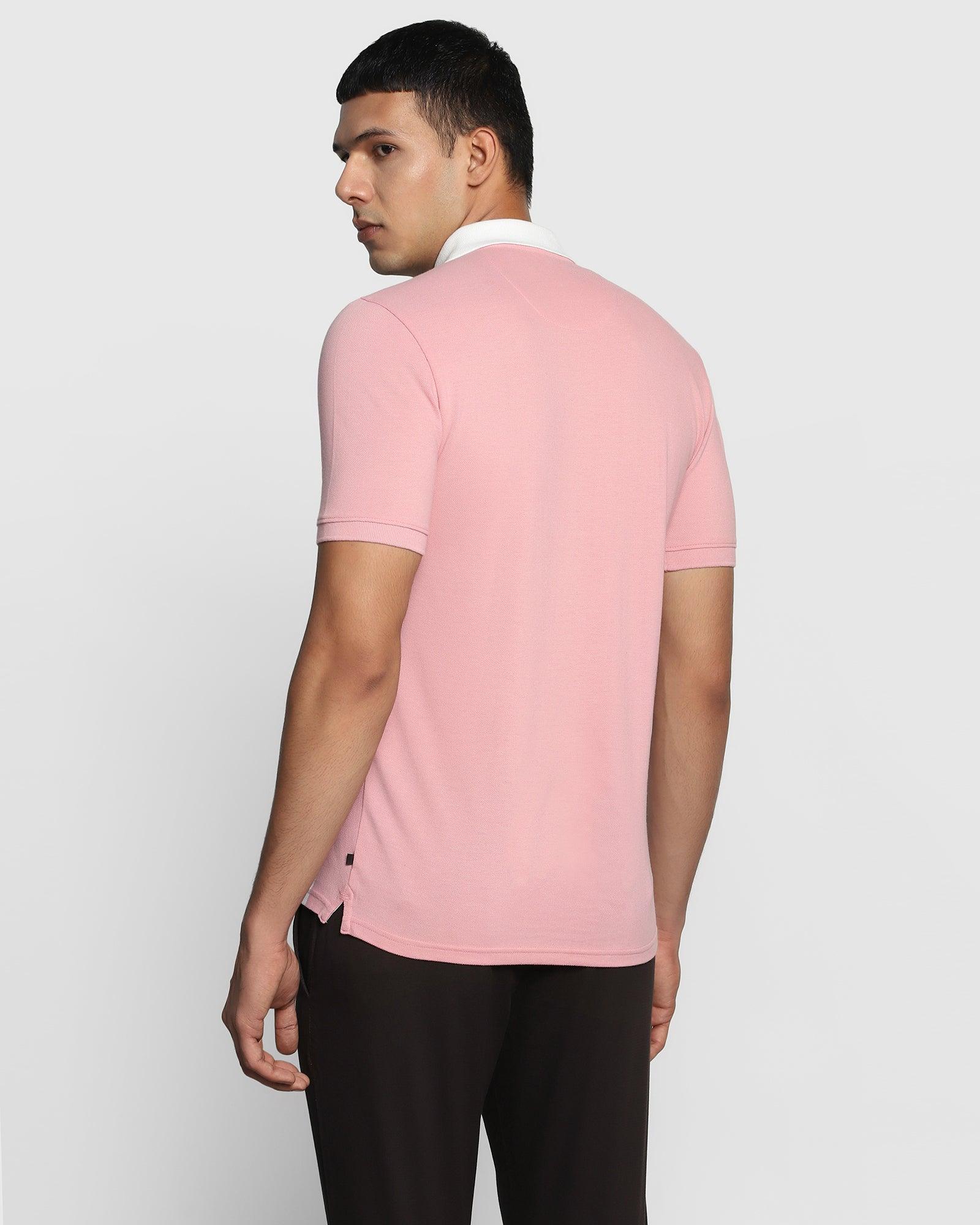 pink polo v neck t shirt