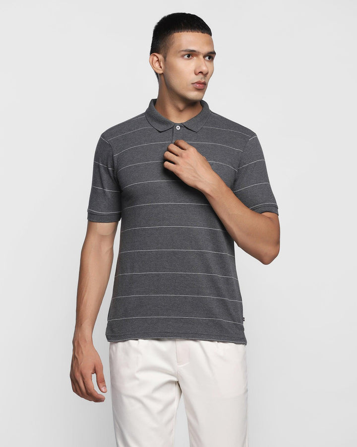 Polo Charcoal Melange Striped T-Shirt - Fairy