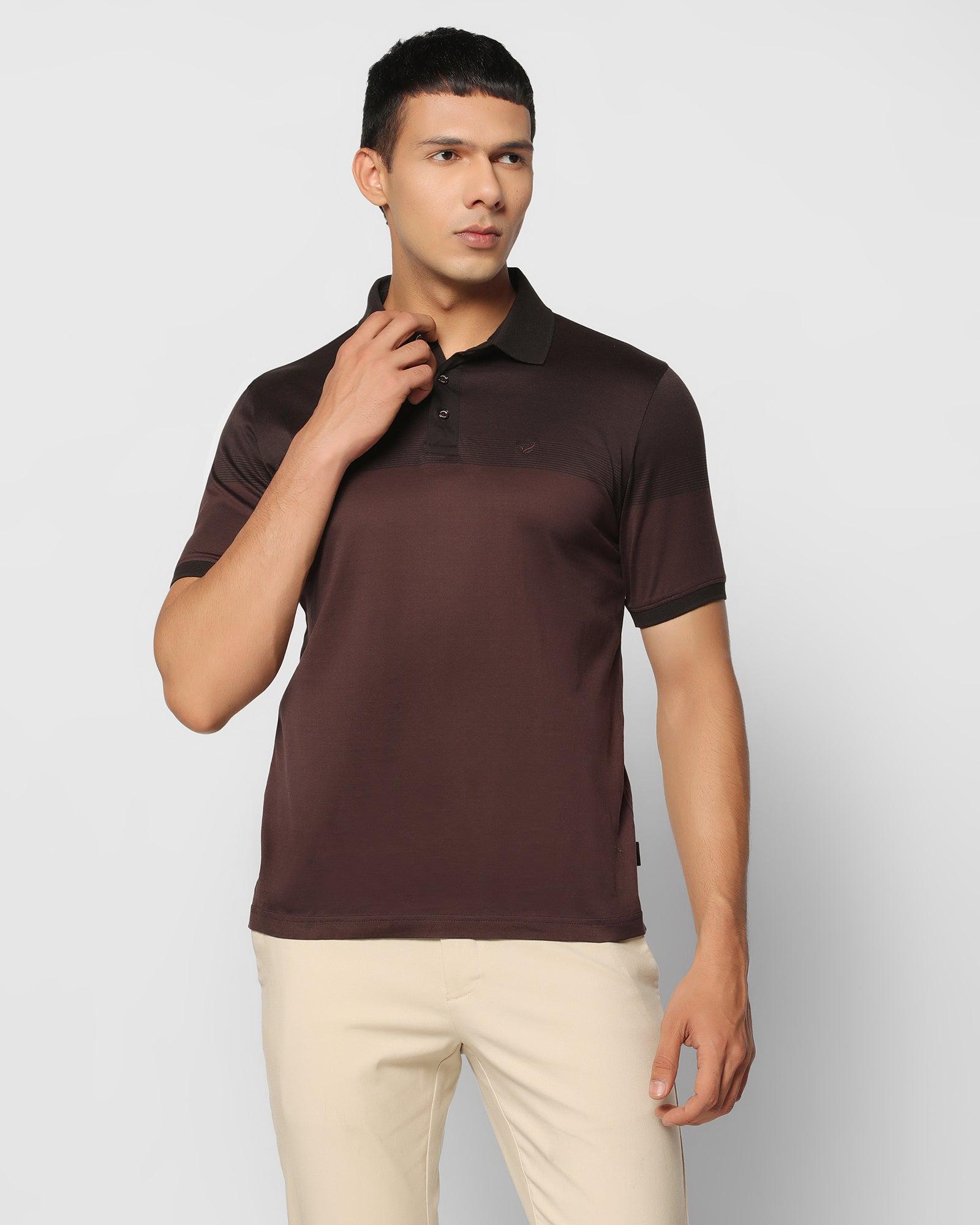 Polo Dark Brown Striped T Shirt - Lake