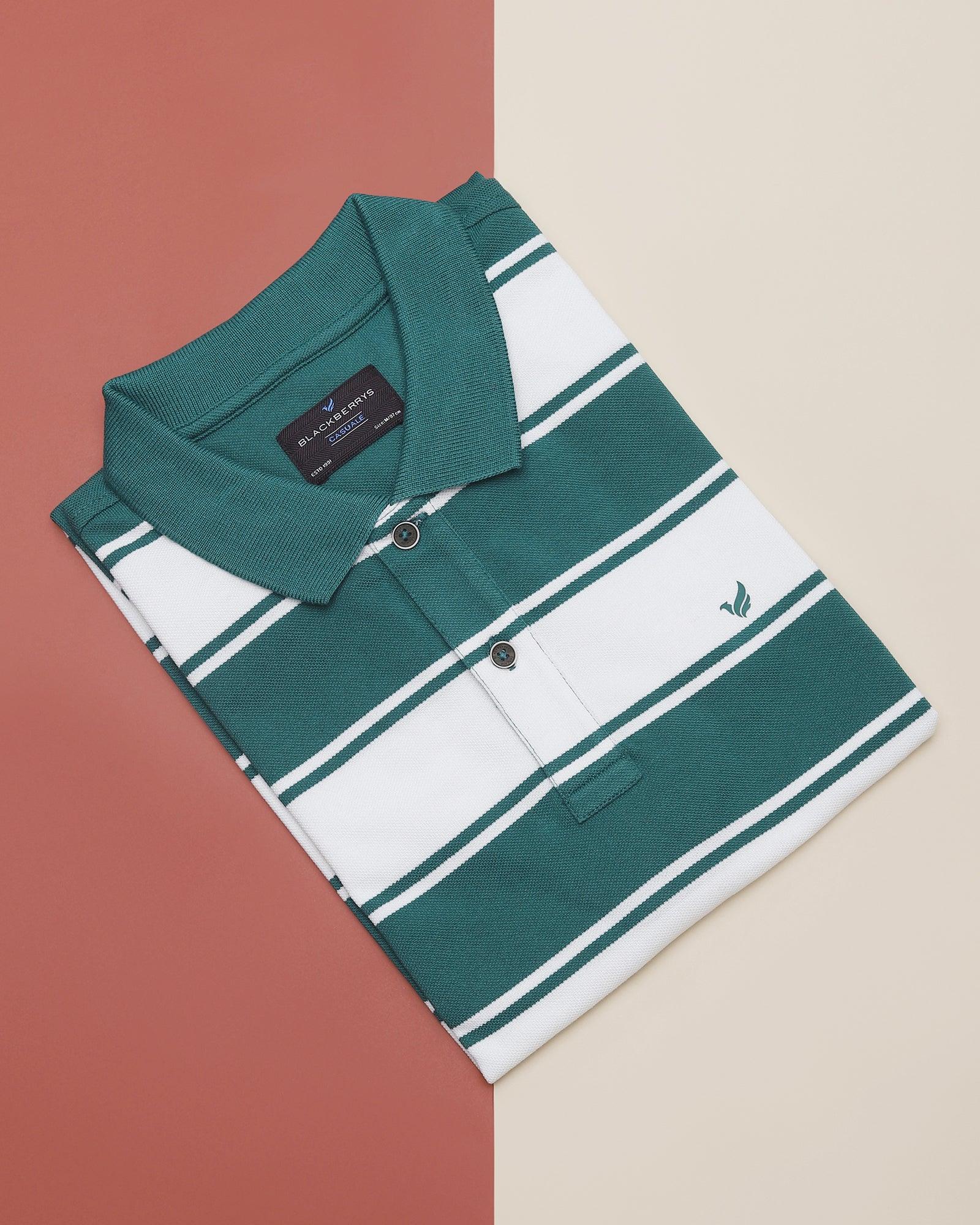 Polo Forest Green Striped T Shirt - Rugby