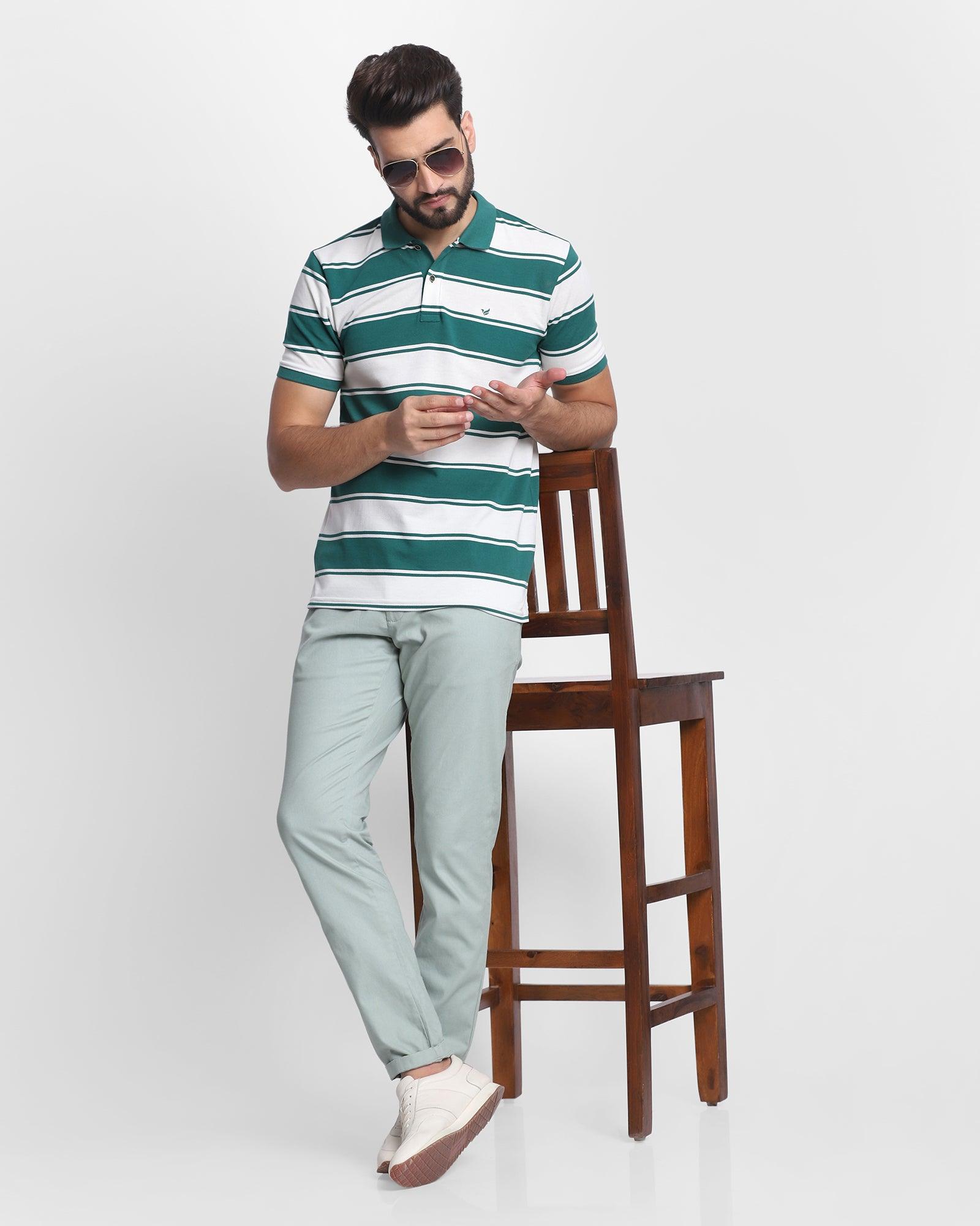 Polo Forest Green Striped T Shirt - Rugby