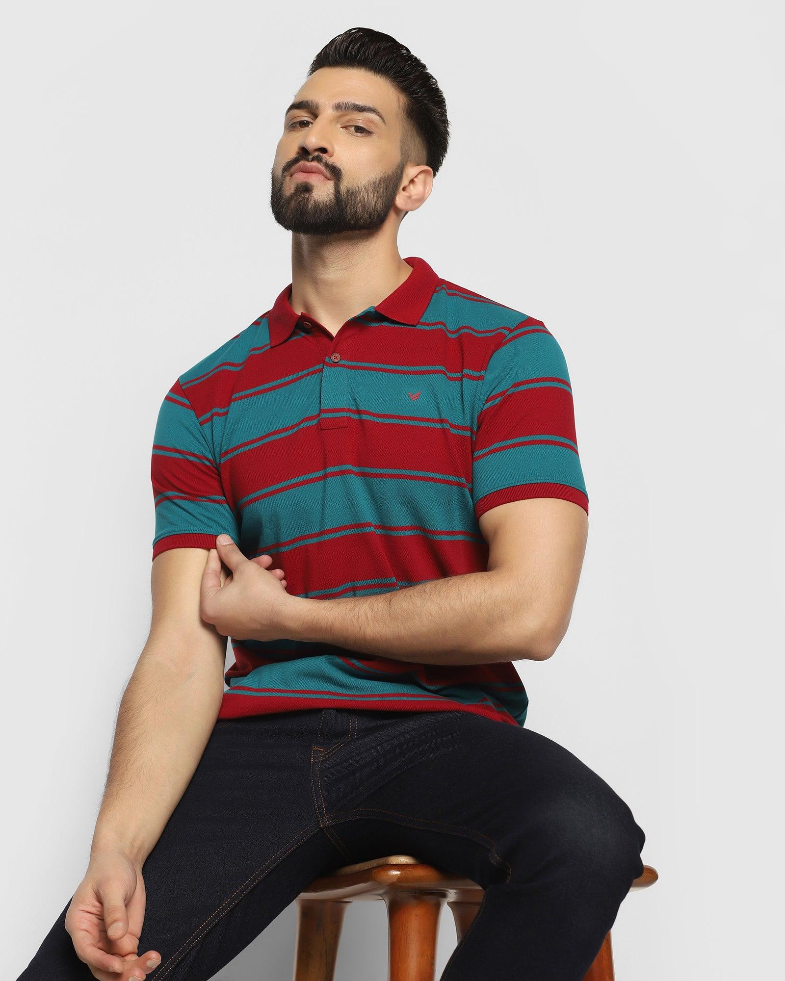 Polo Maroon Striped T Shirt - Rugby
