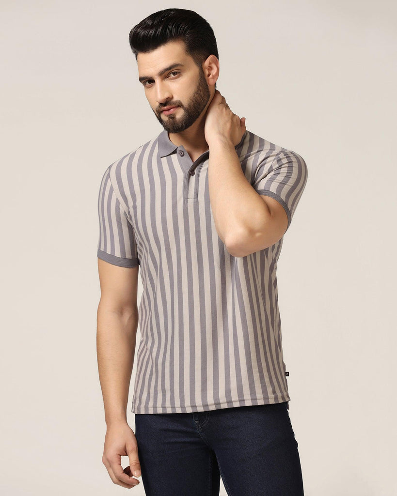 Polo Mid Grey Striped T-Shirt - Falo