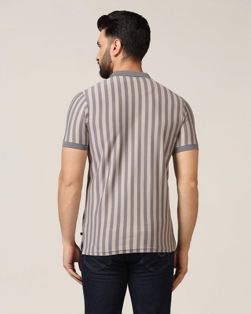 Polo Mid Grey Striped T-Shirt - Falo