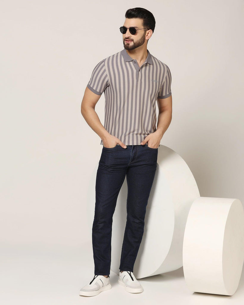 Polo Mid Grey Striped T-Shirt - Falo