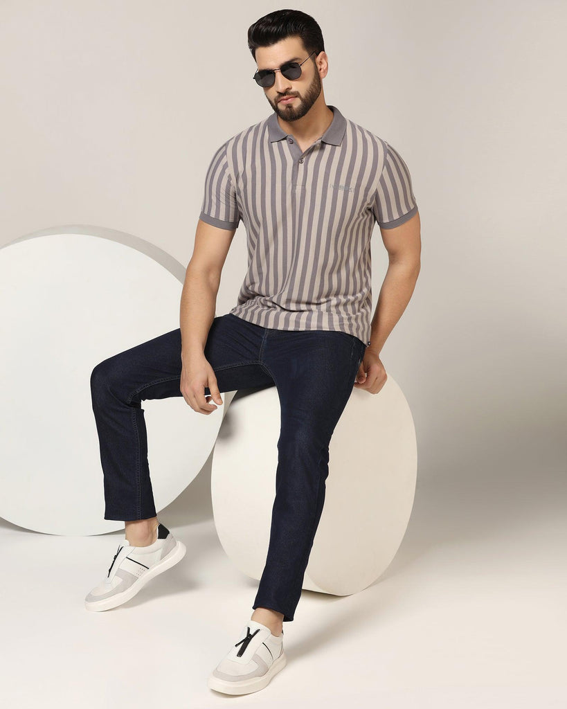 Polo Mid Grey Striped T-Shirt - Falo