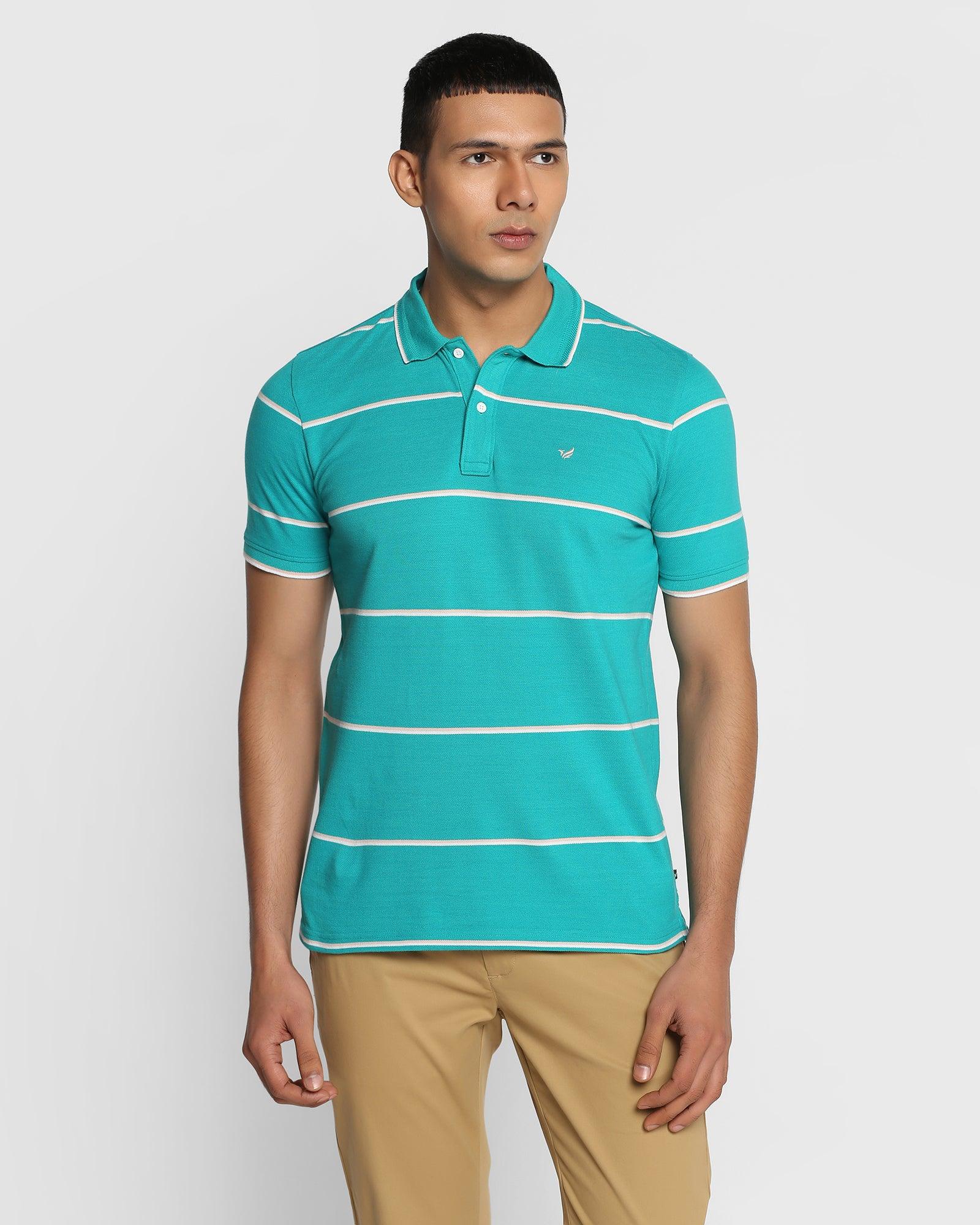 Polo Mint Green Striped T Shirt - Vertical