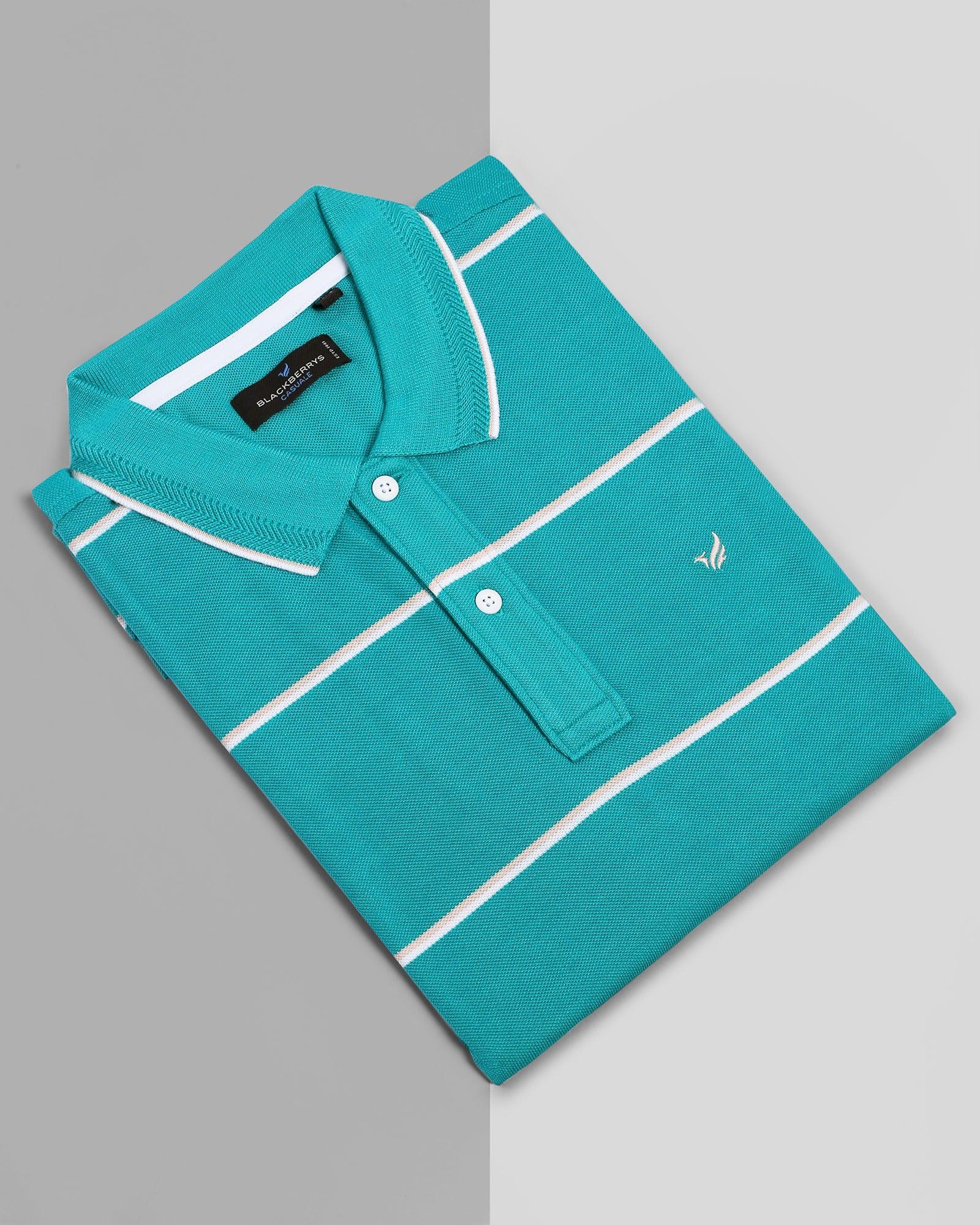 Polo Mint Green Striped T Shirt - Vertical