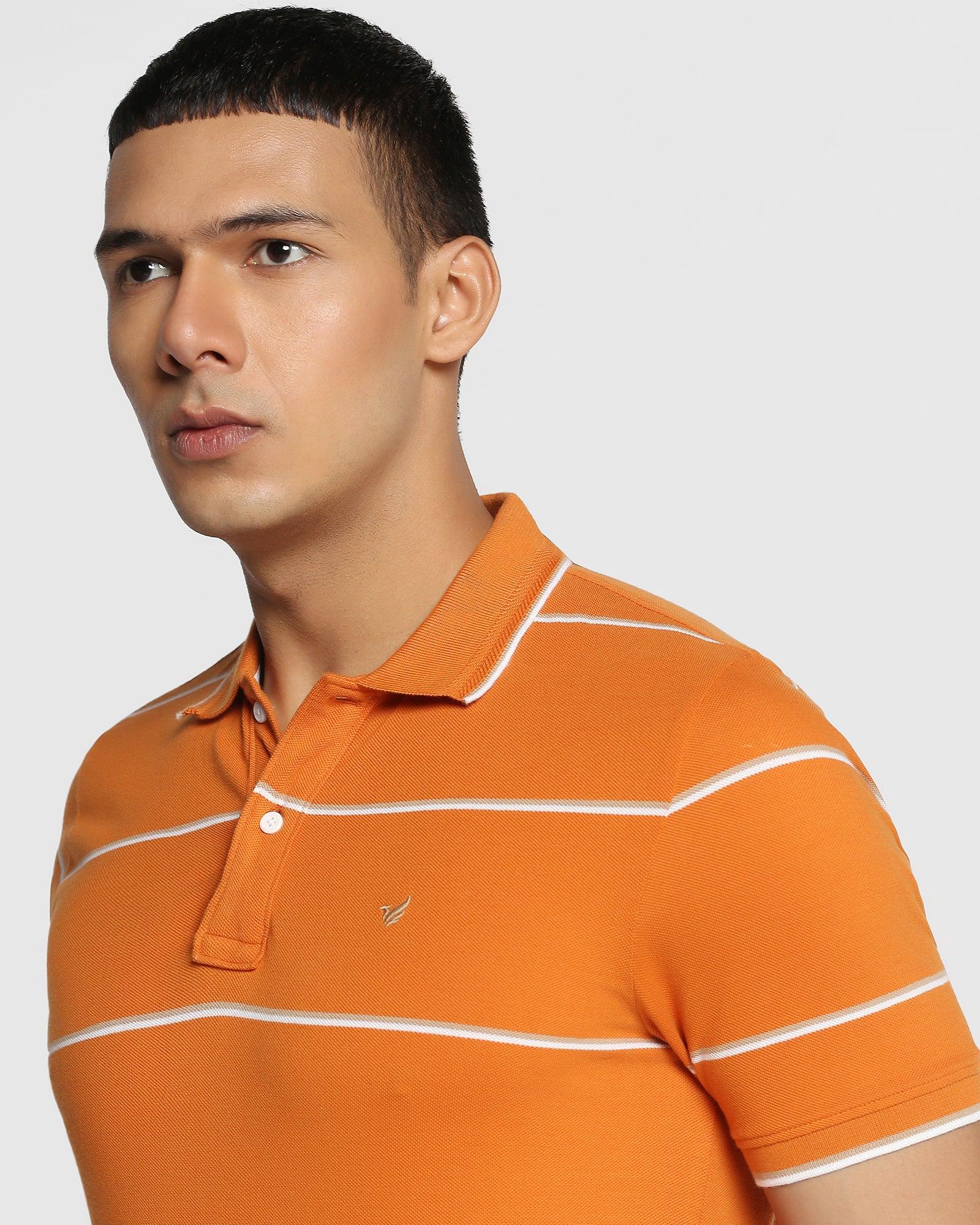 Polo Orange Striped T Shirt - Vertical
