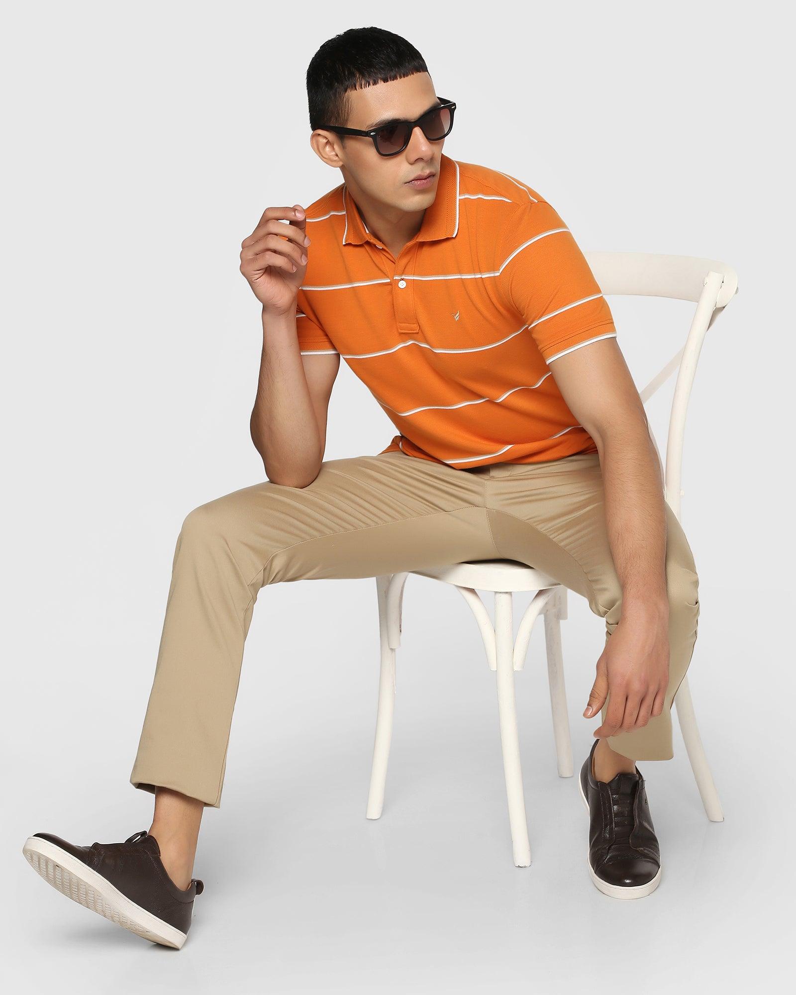 Polo Orange Striped T Shirt - Vertical