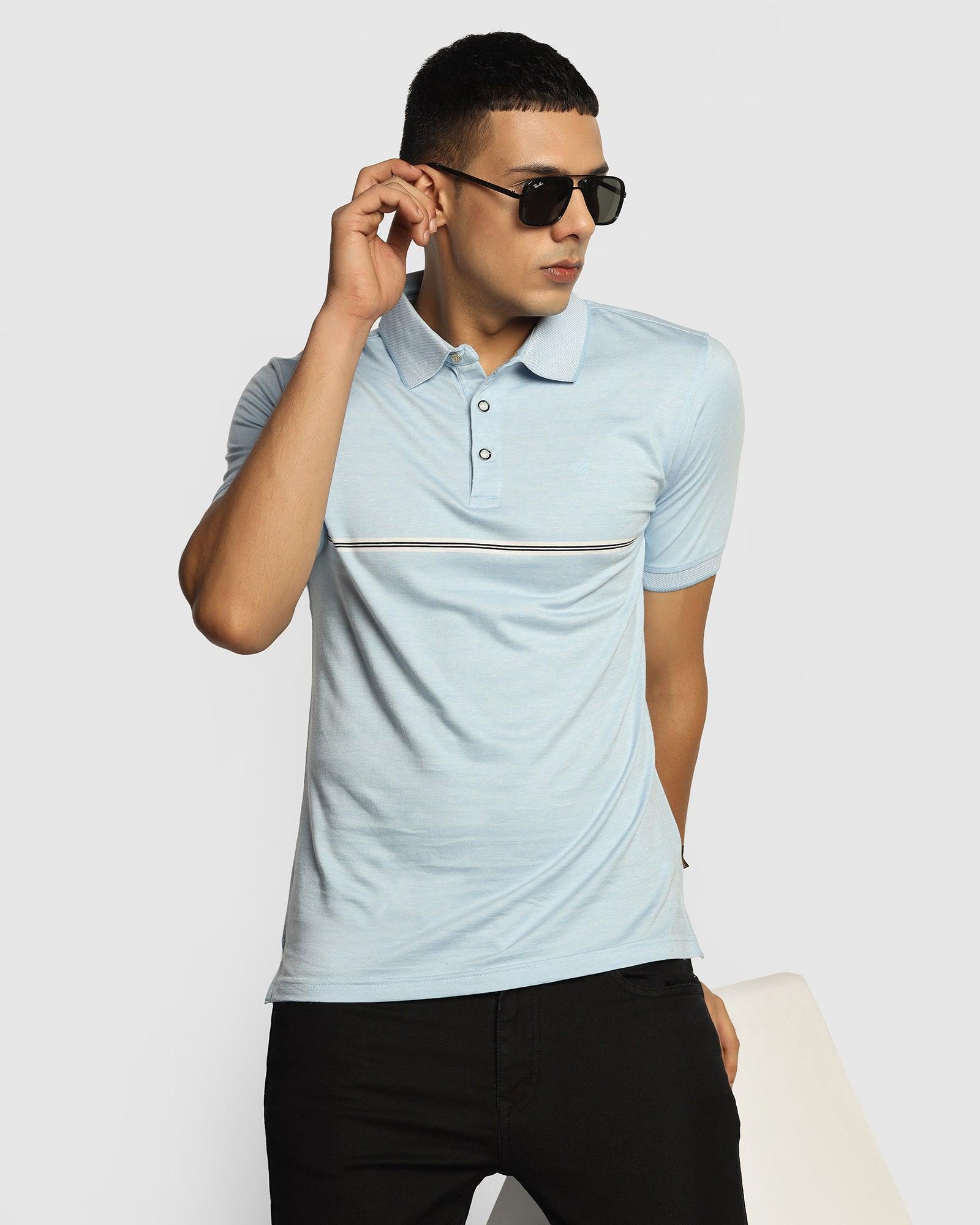 Polo Powder Blue Striped T Shirt - Austin