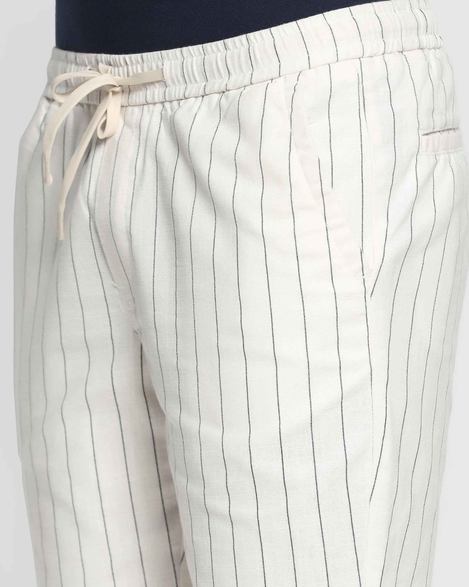 Casual Beige Striped Shorts - Carry
