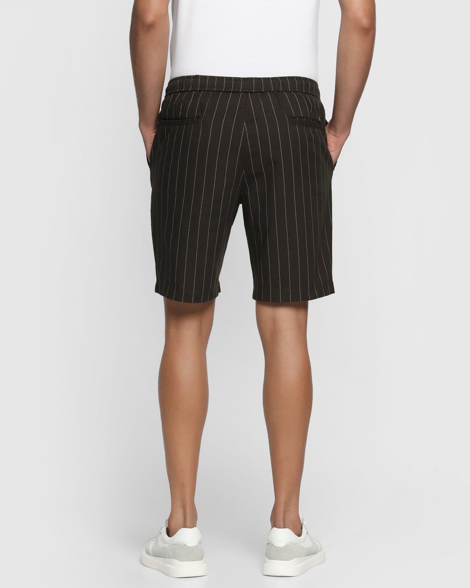 Casual Olive Striped Shorts - Carry