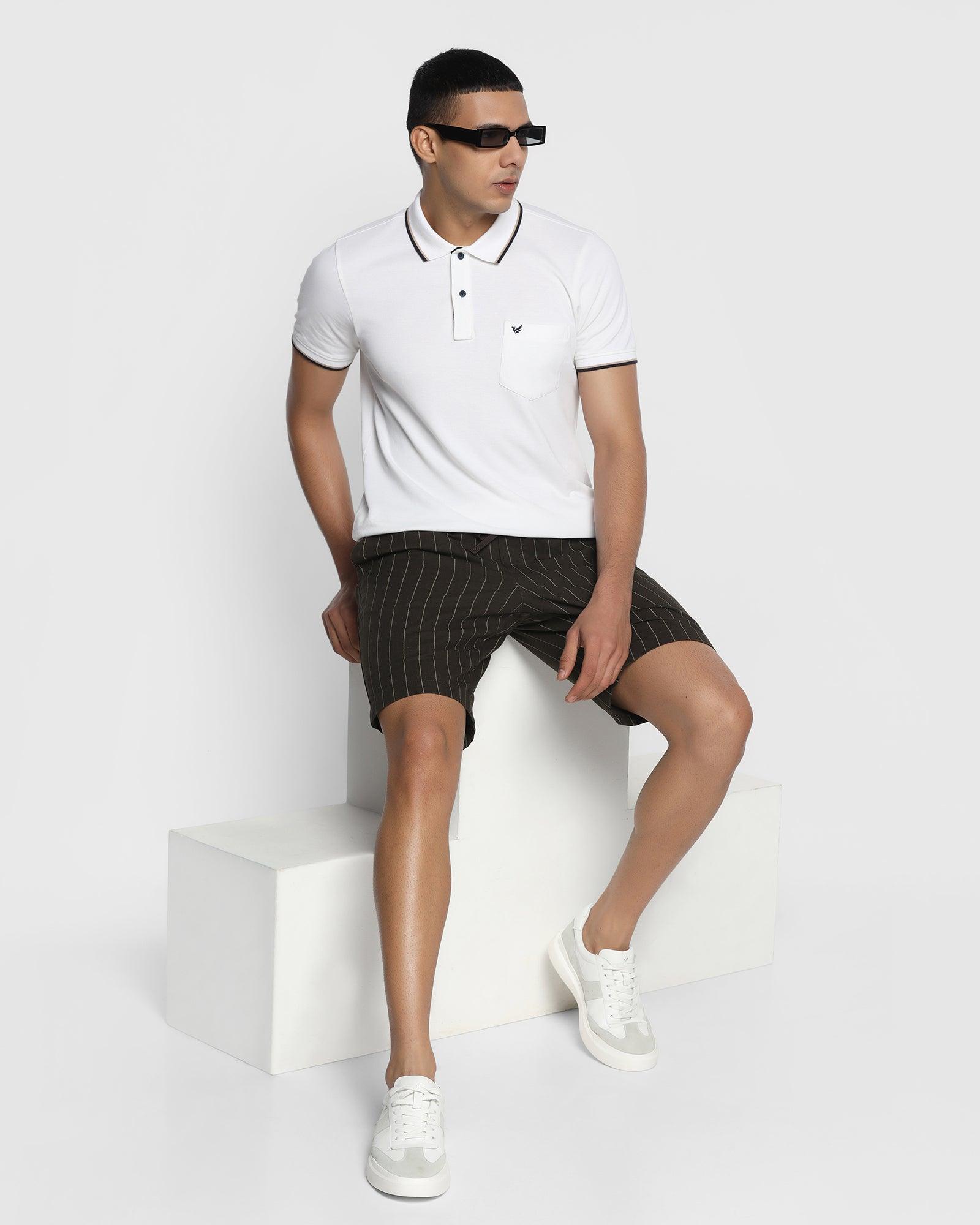 Casual Olive Striped Shorts - Carry