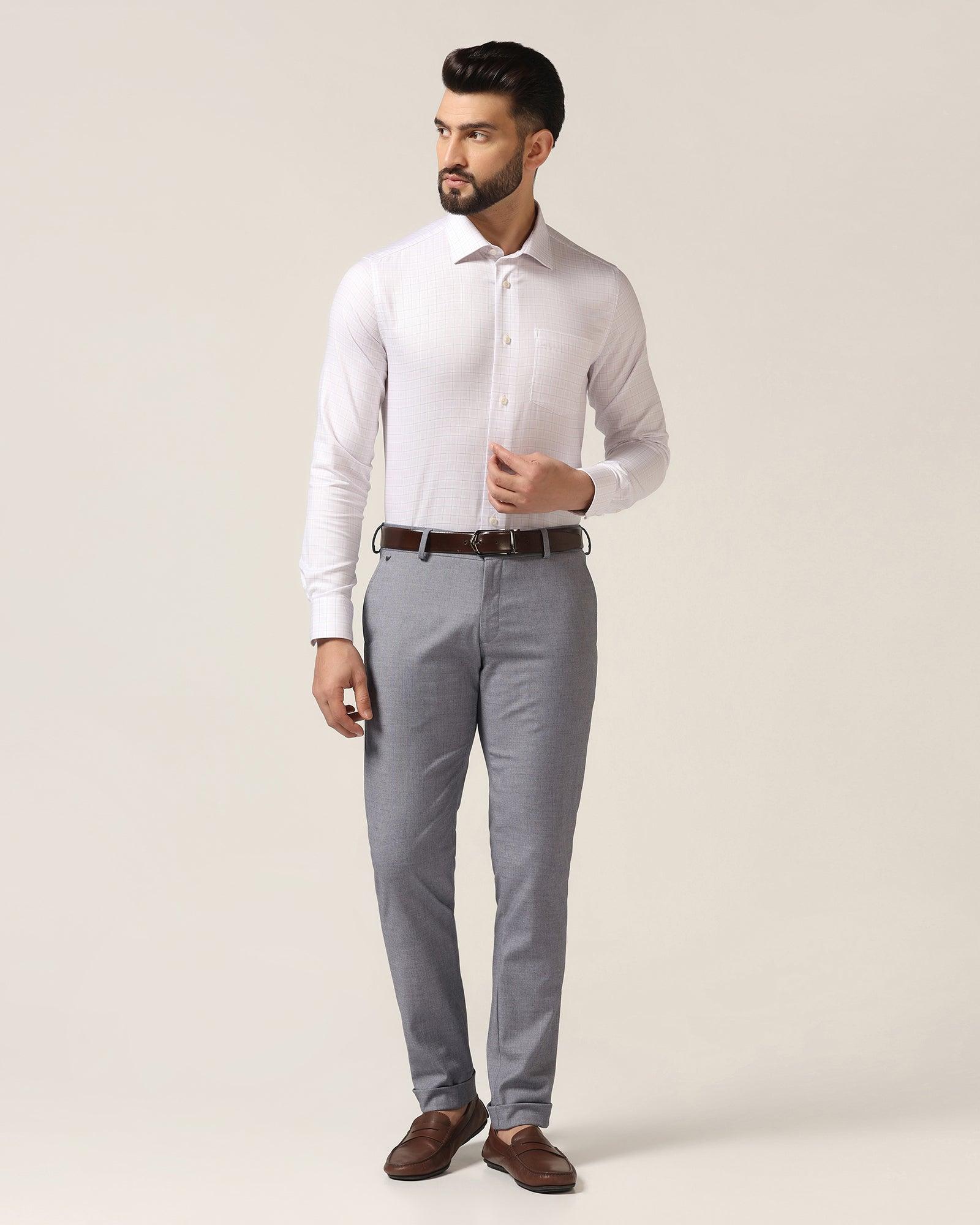 Buy Super Slim Phoenix Formal Blue Solid Trouser - Hurricane