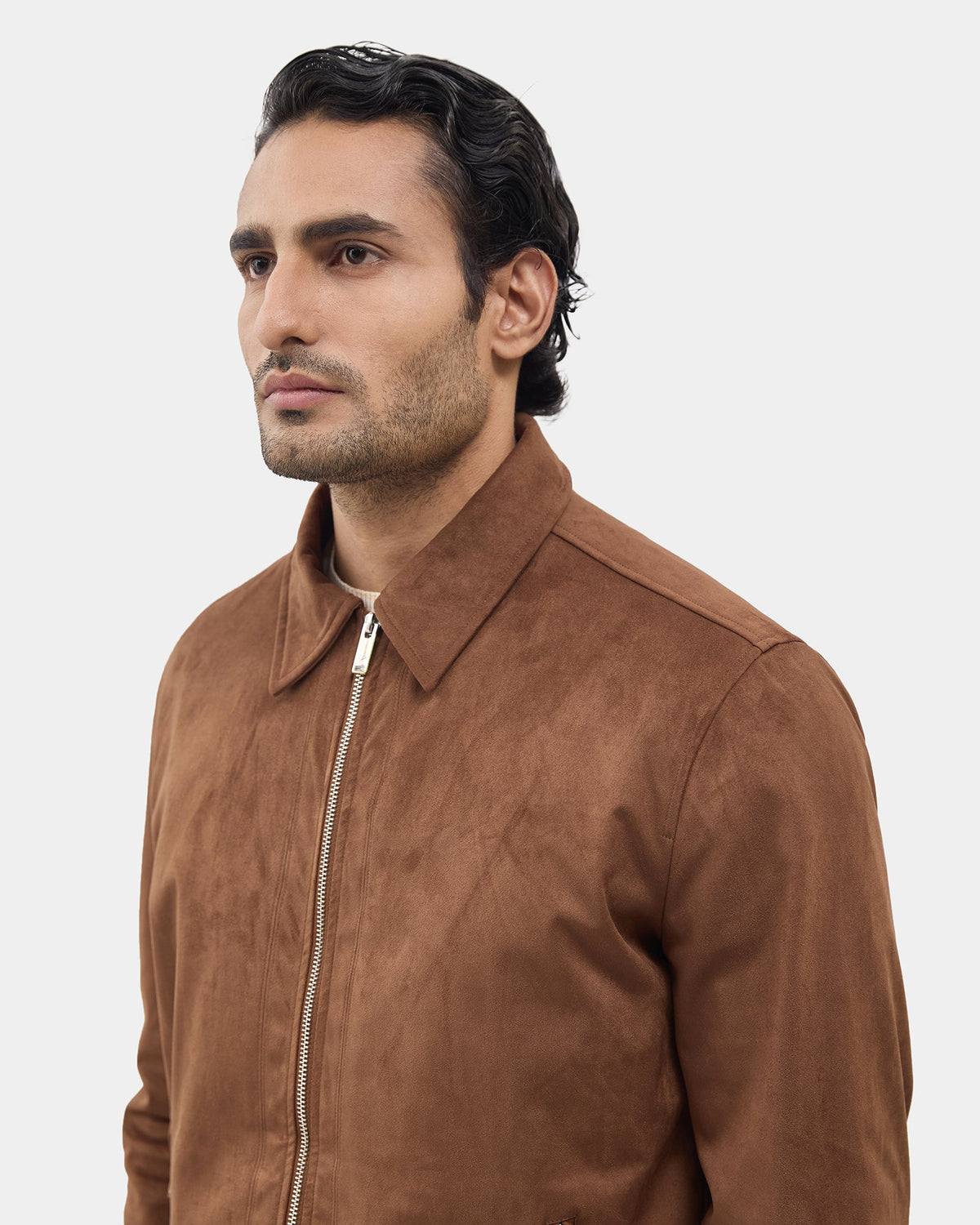 Tan Solid Zipper Jacket - Shtosh