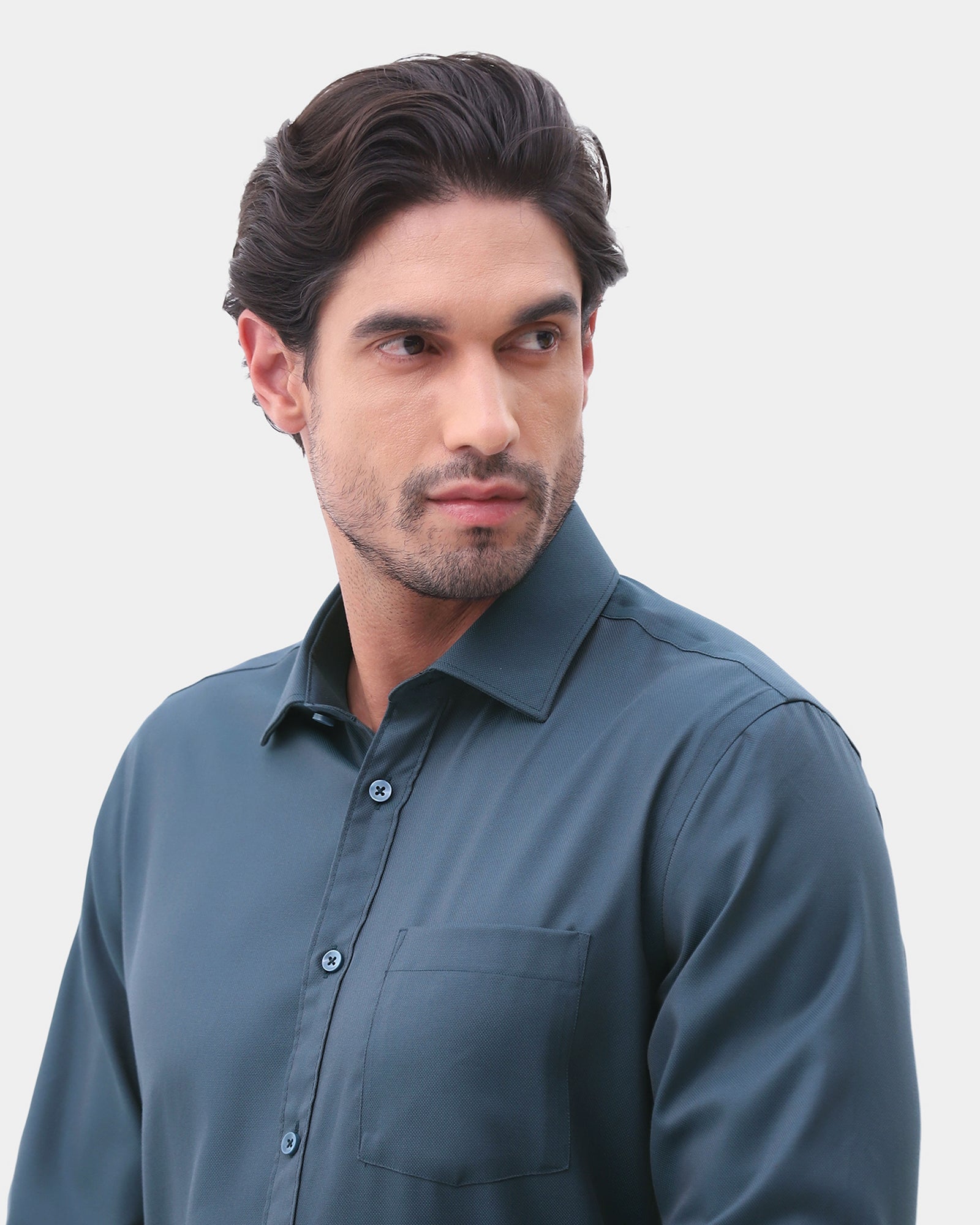 Teal Non Iron Textured Shirt - Eliot
