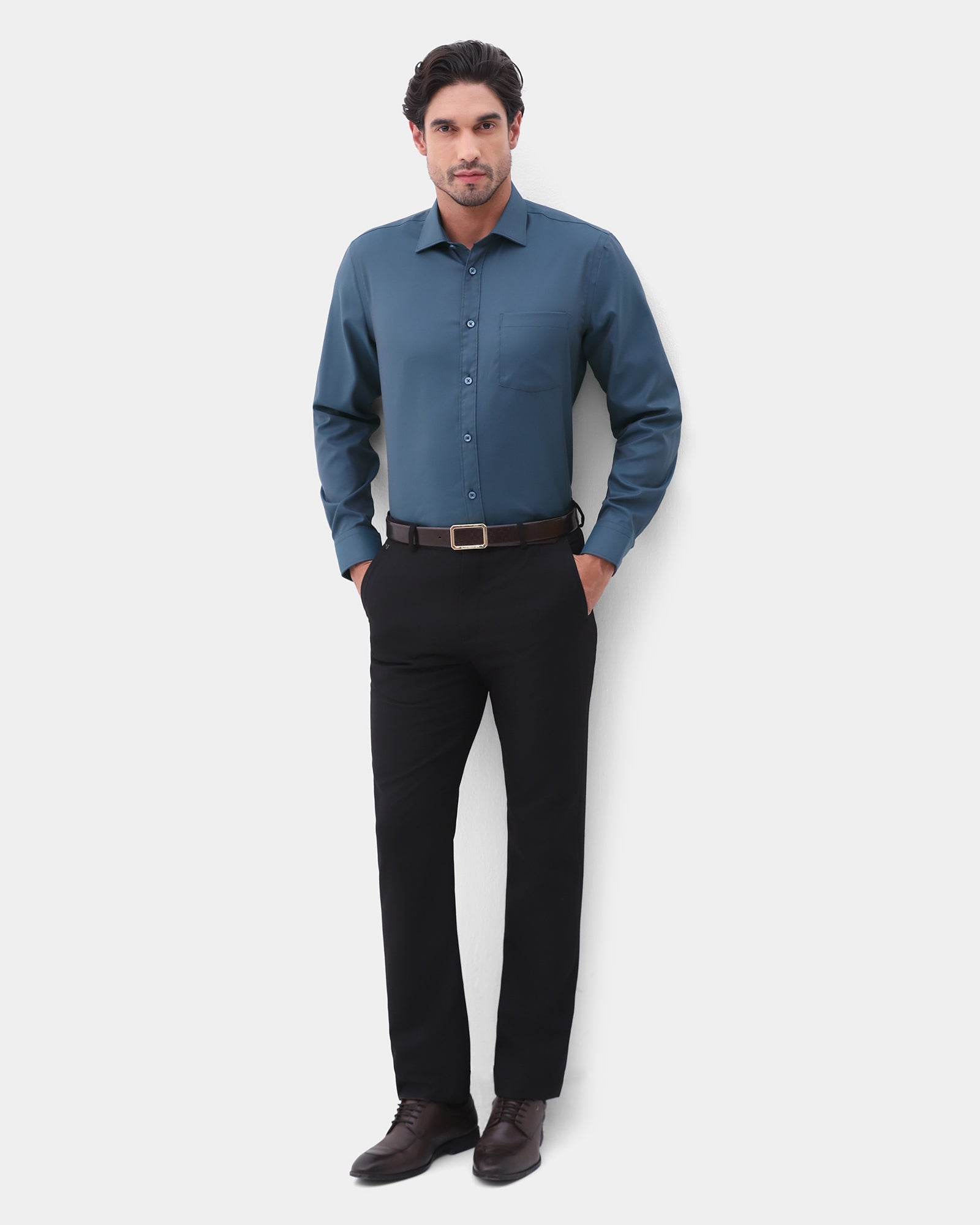 Teal Non Iron Textured Shirt - Eliot