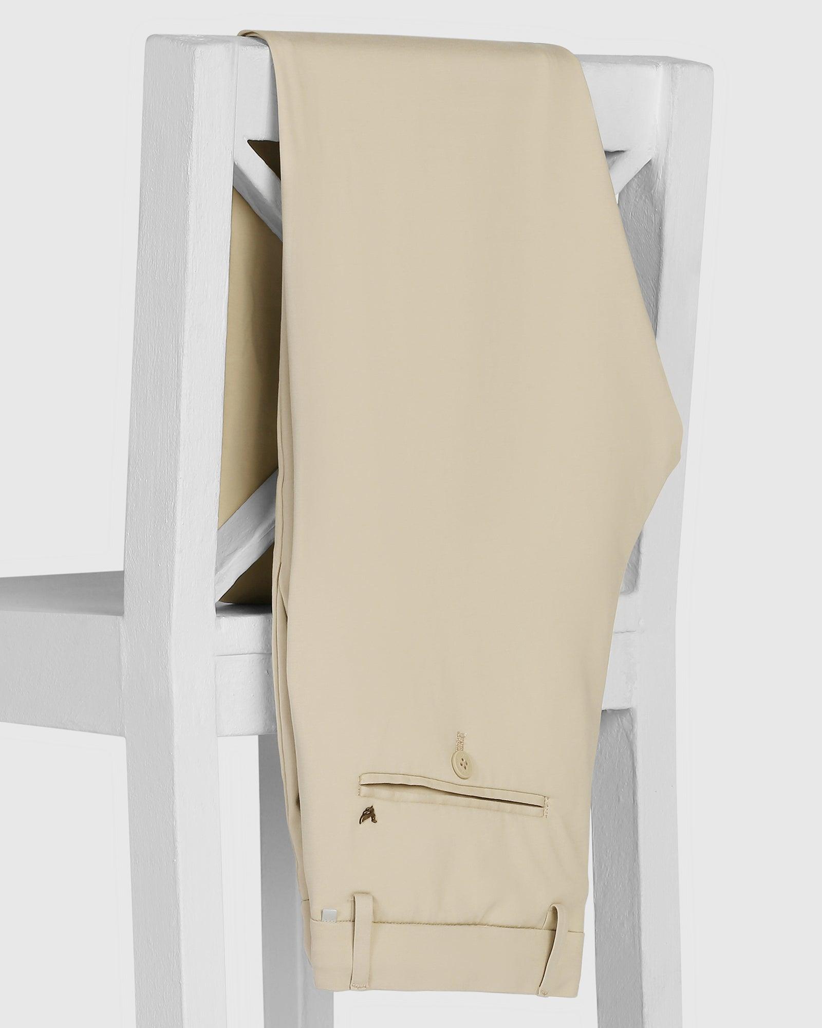 TechPro Slim Fit B-91 Casual Beige Solid Khakis - Ziea