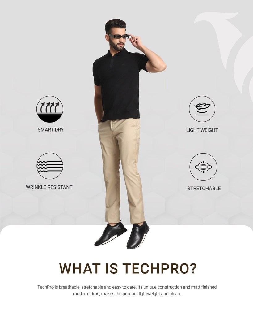 TechPro Slim Comfort B-95 Casual Beige Solid Khakis - Nord