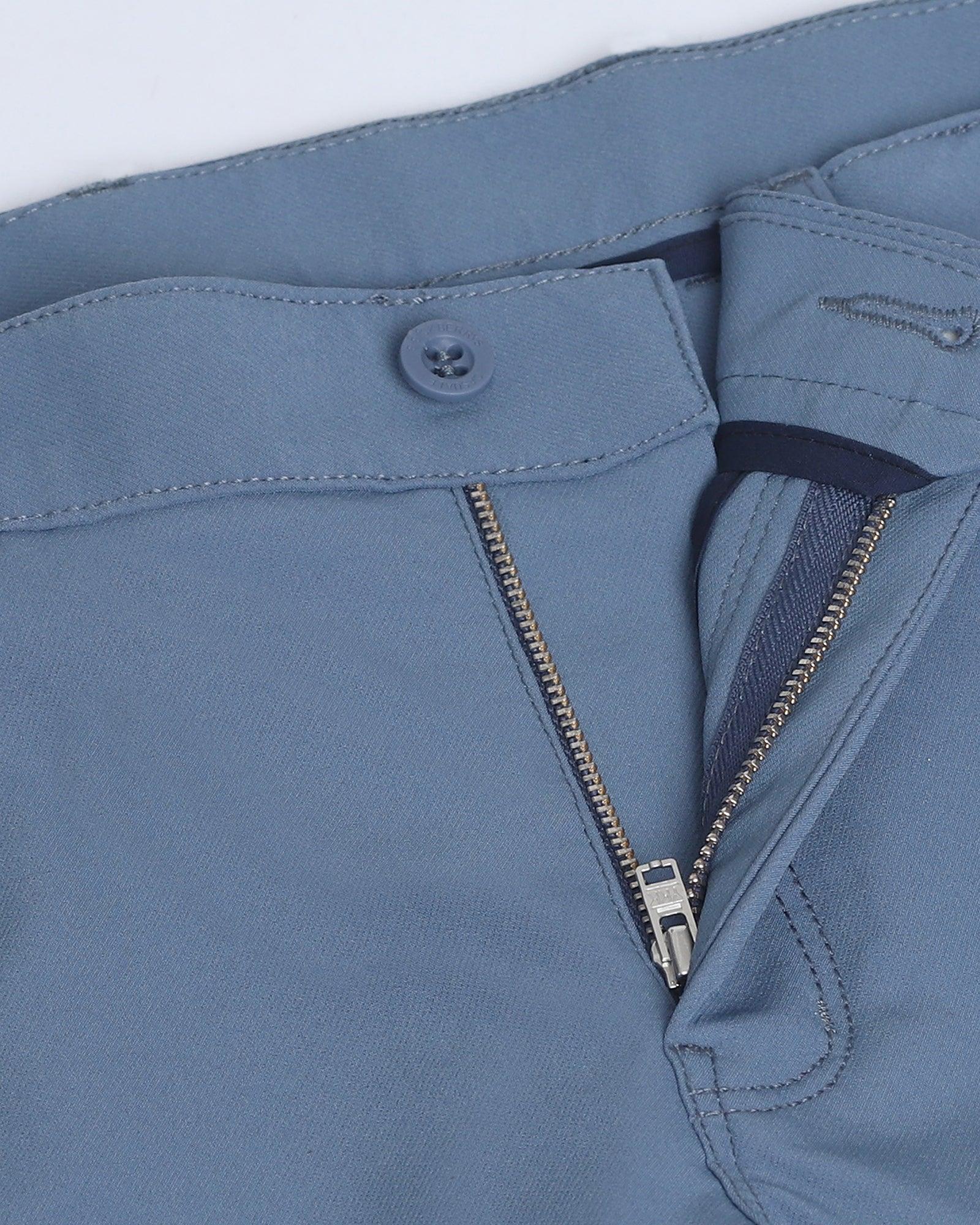 TechPro B5P Casual Blue Solid Khakis - Muji