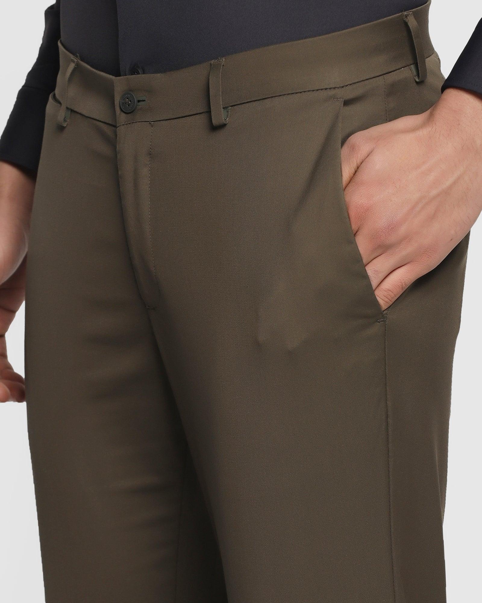 TechPro Slim Fit B-91 Casual Dark Olive Solid Khakis - Nord