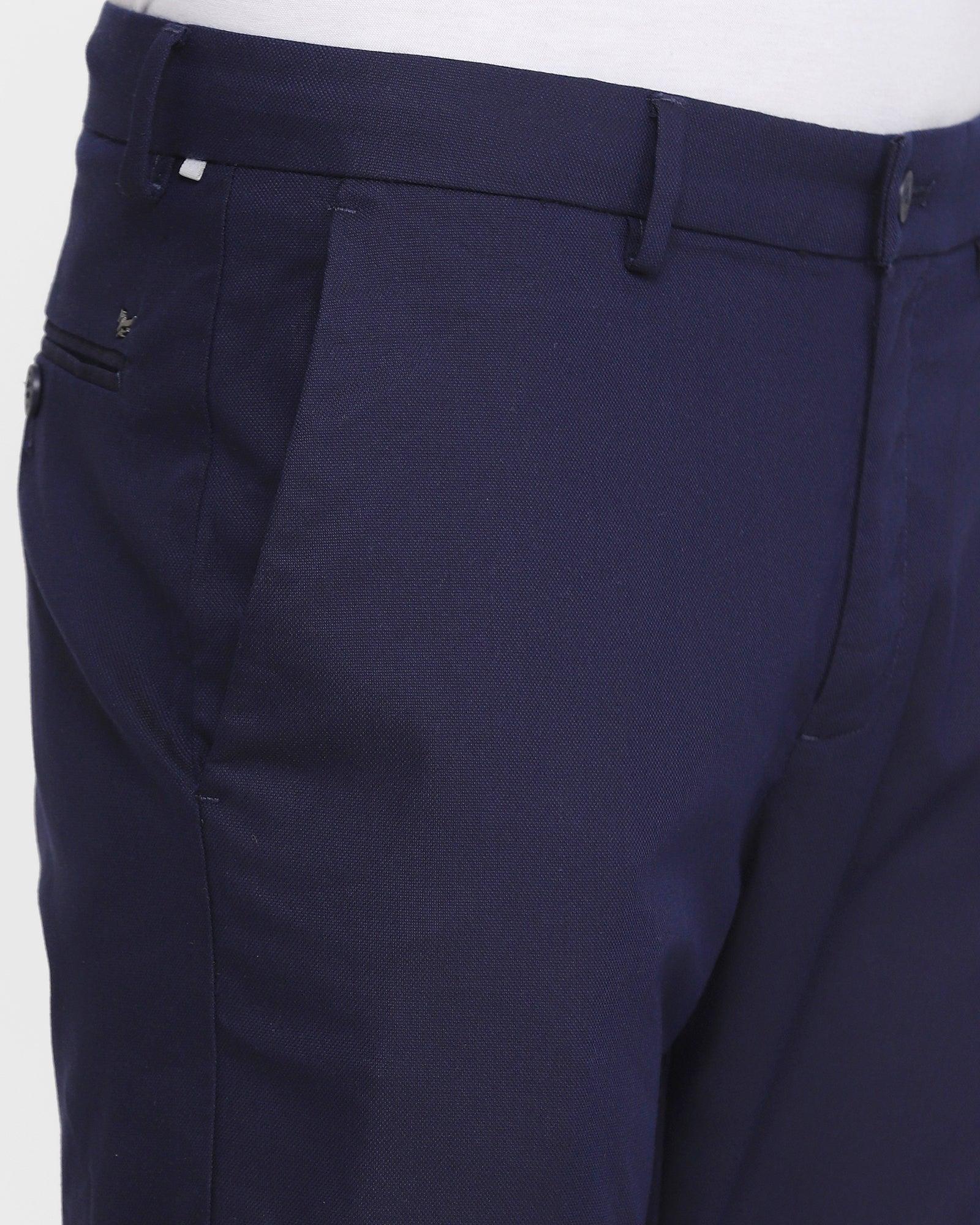 TechPro Slim Comfort B-95 Casual Navy Solid Khakis - Canis