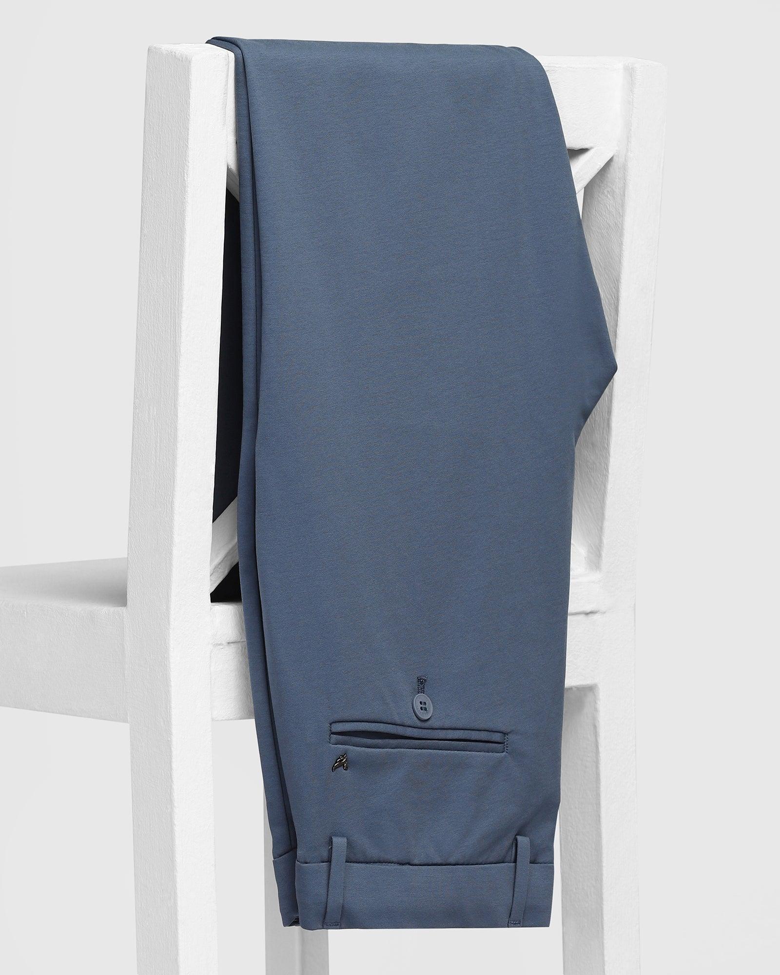 TechPro Slim Fit B-91 Casual Petrol Blue Solid Khakis - Ziea