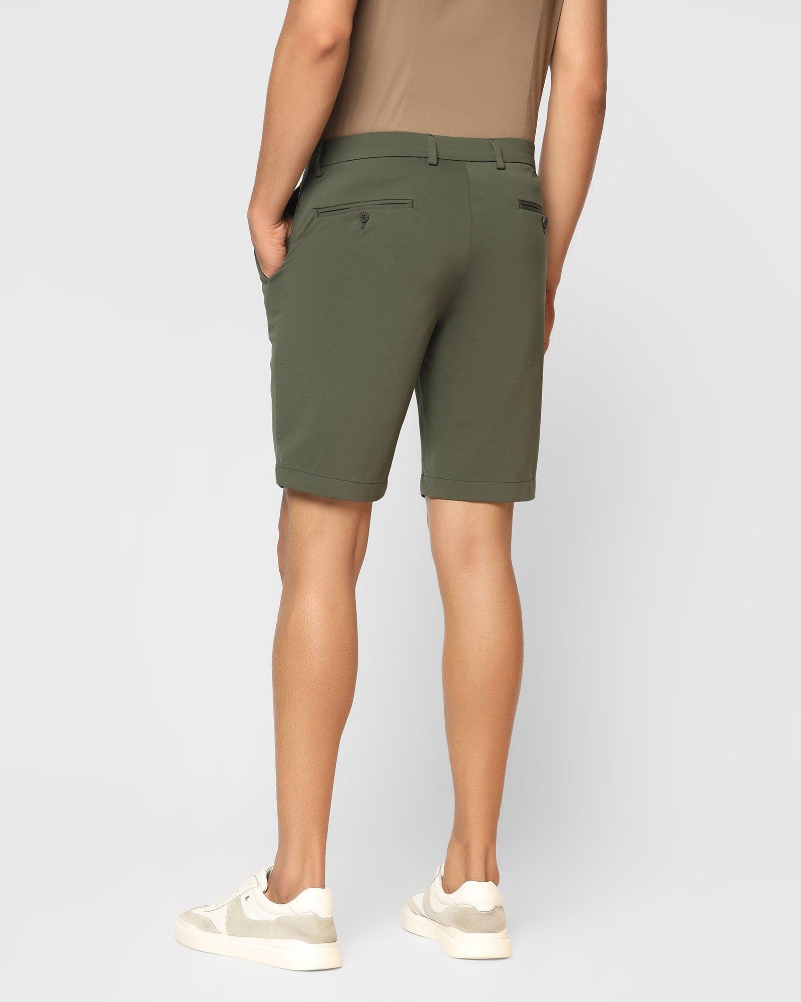 TechPro Casual Dark Olive Solid Shorts - Serry