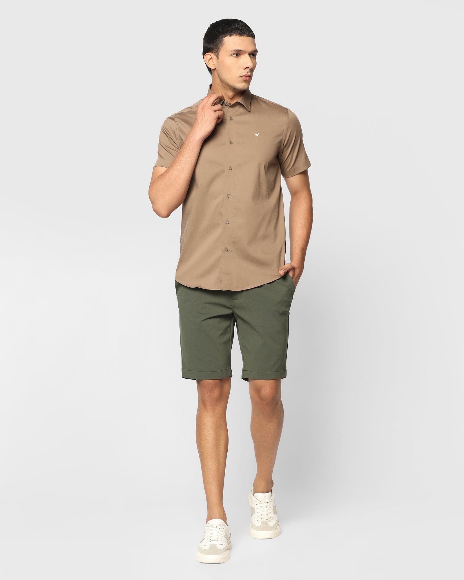 TechPro Casual Dark Olive Solid Shorts - Serry