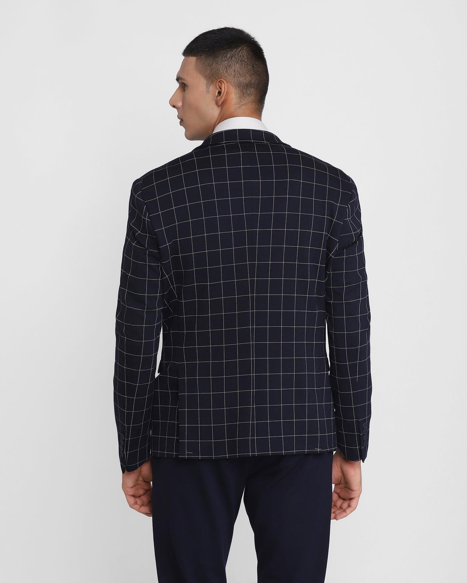 TechPro Two Piece Navy Check Formal Suit - Techton