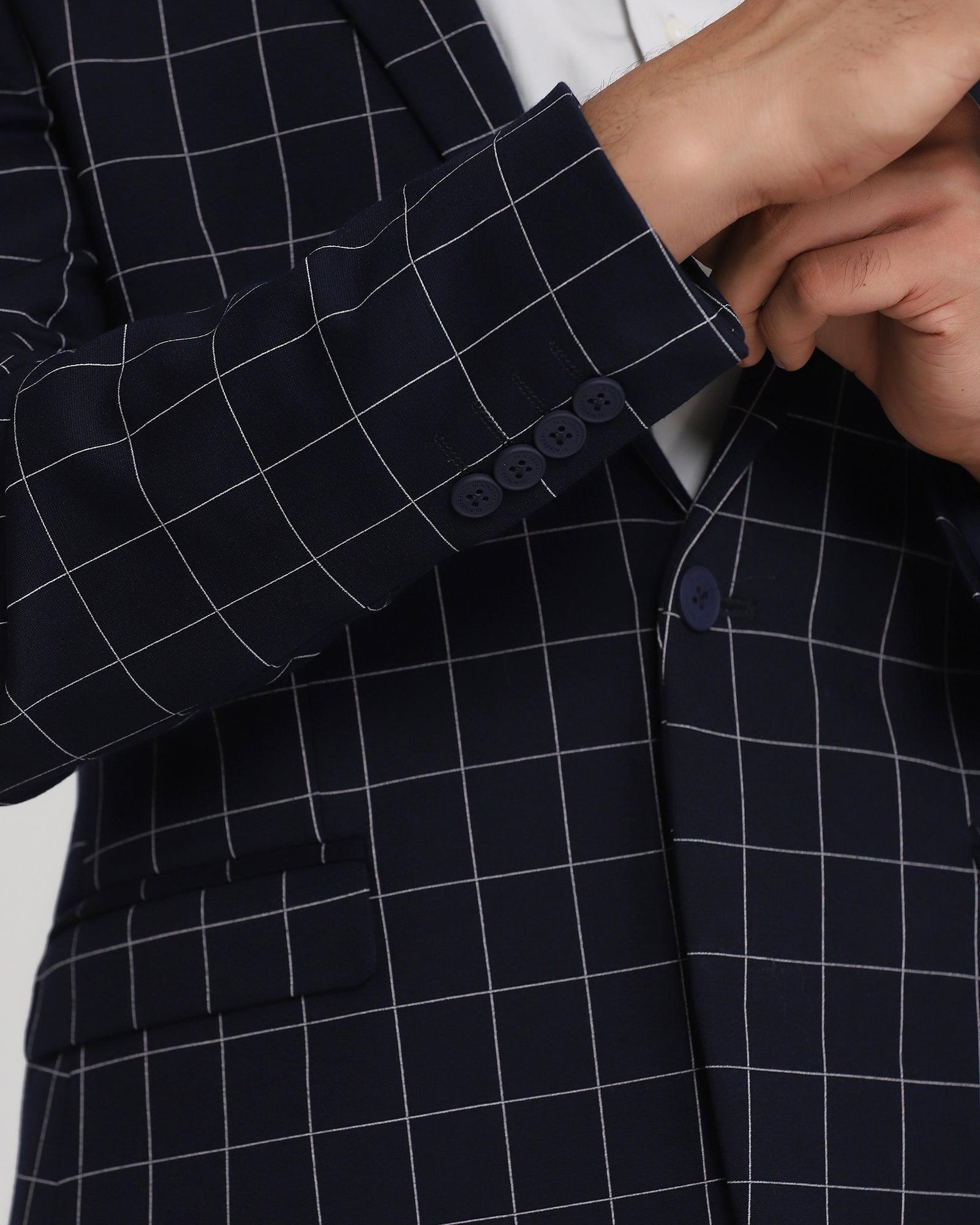 TechPro Two Piece Navy Check Formal Suit - Techton