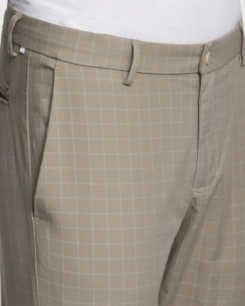 TechPro Slim Fit B-91 Casual Beige Check Khakis - Cosmos