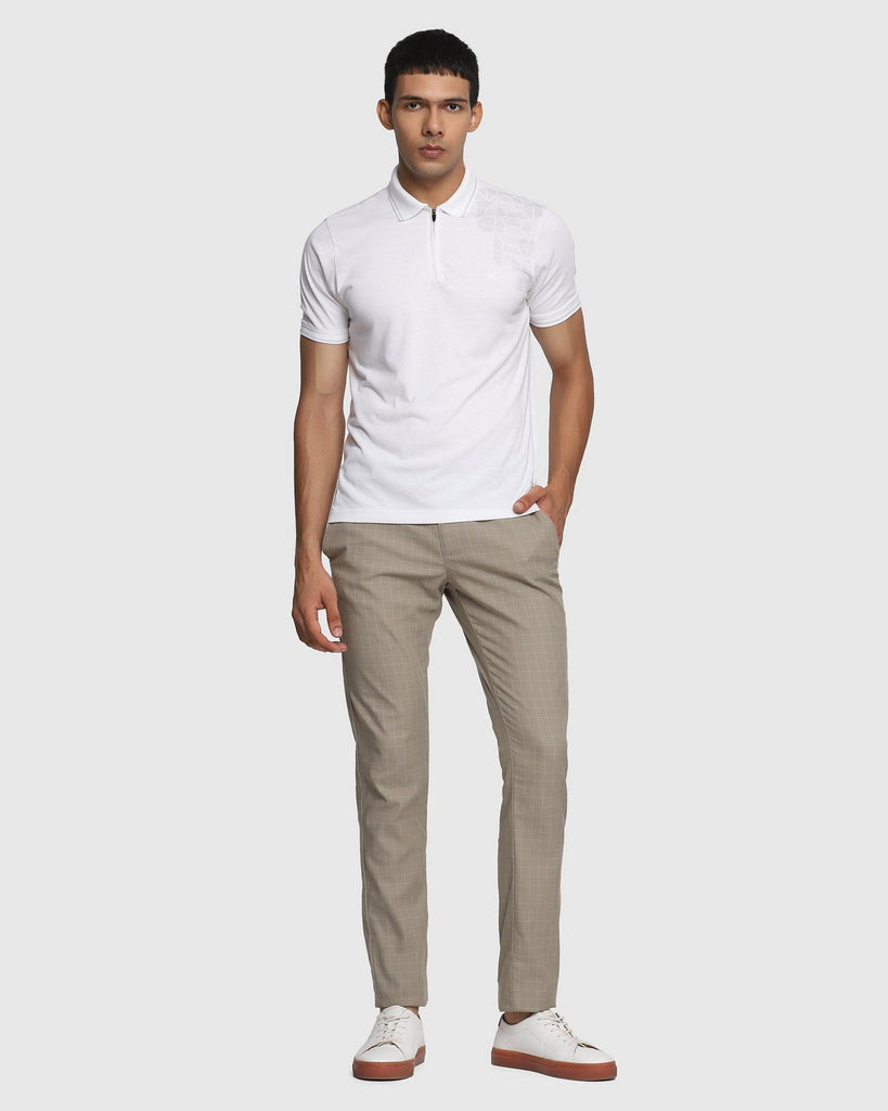 TechPro Slim Fit B-91 Casual Beige Check Khakis - Cosmos