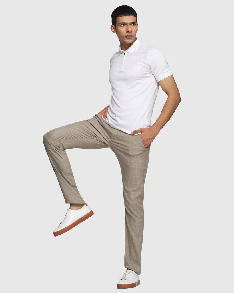 TechPro Slim Fit B-91 Casual Beige Check Khakis - Cosmos