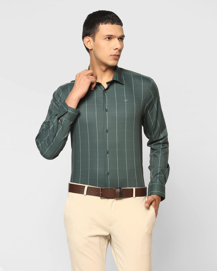 TechPro Formal Green Check Shirt - Digo