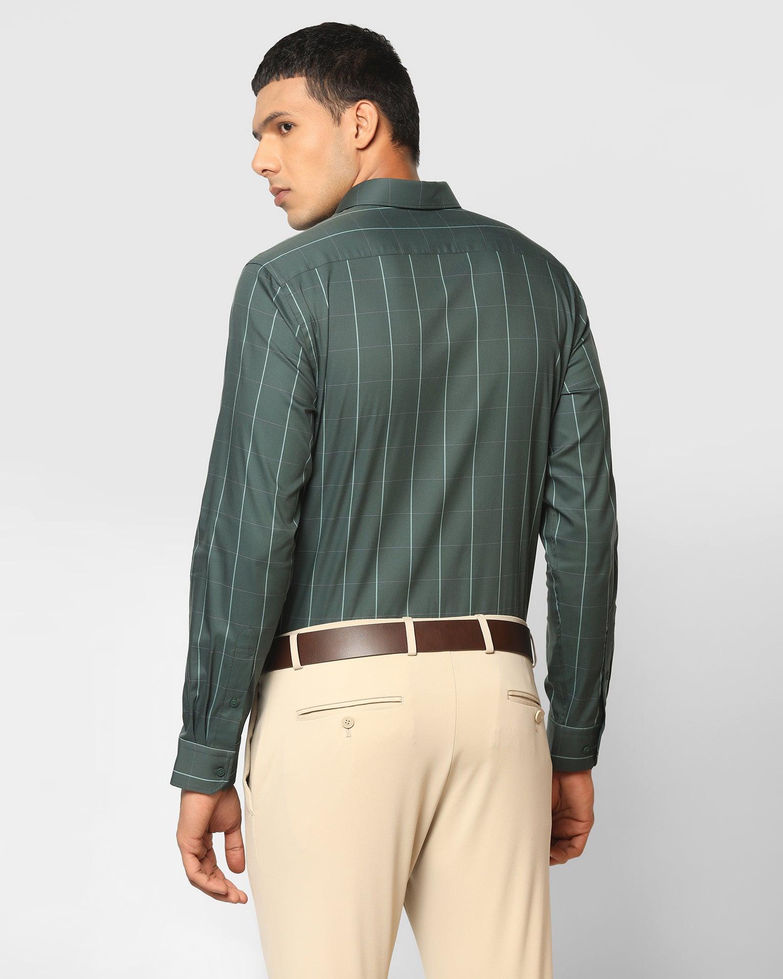 TechPro Formal Green Check Shirt - Digo