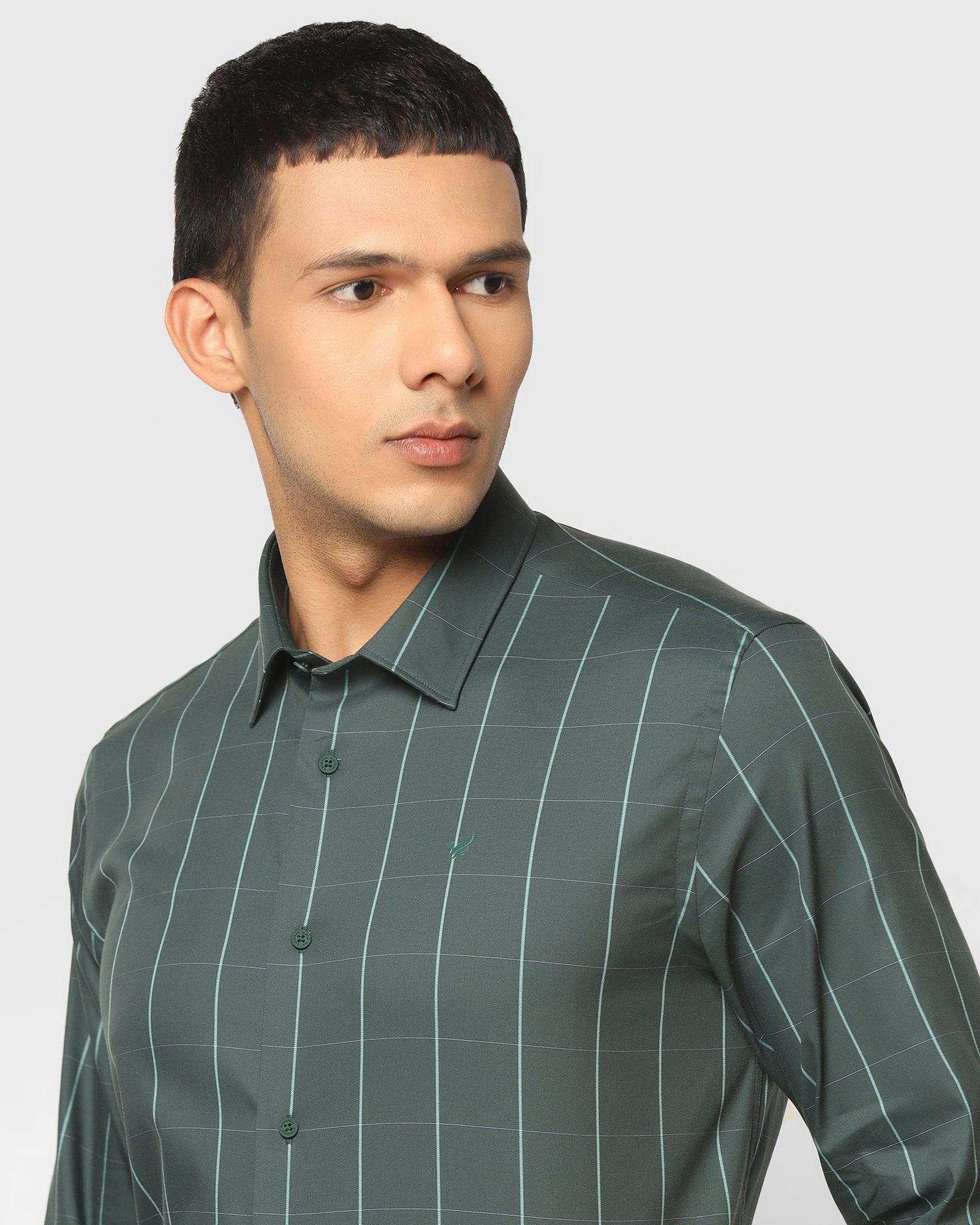 TechPro Formal Green Check Shirt - Digo