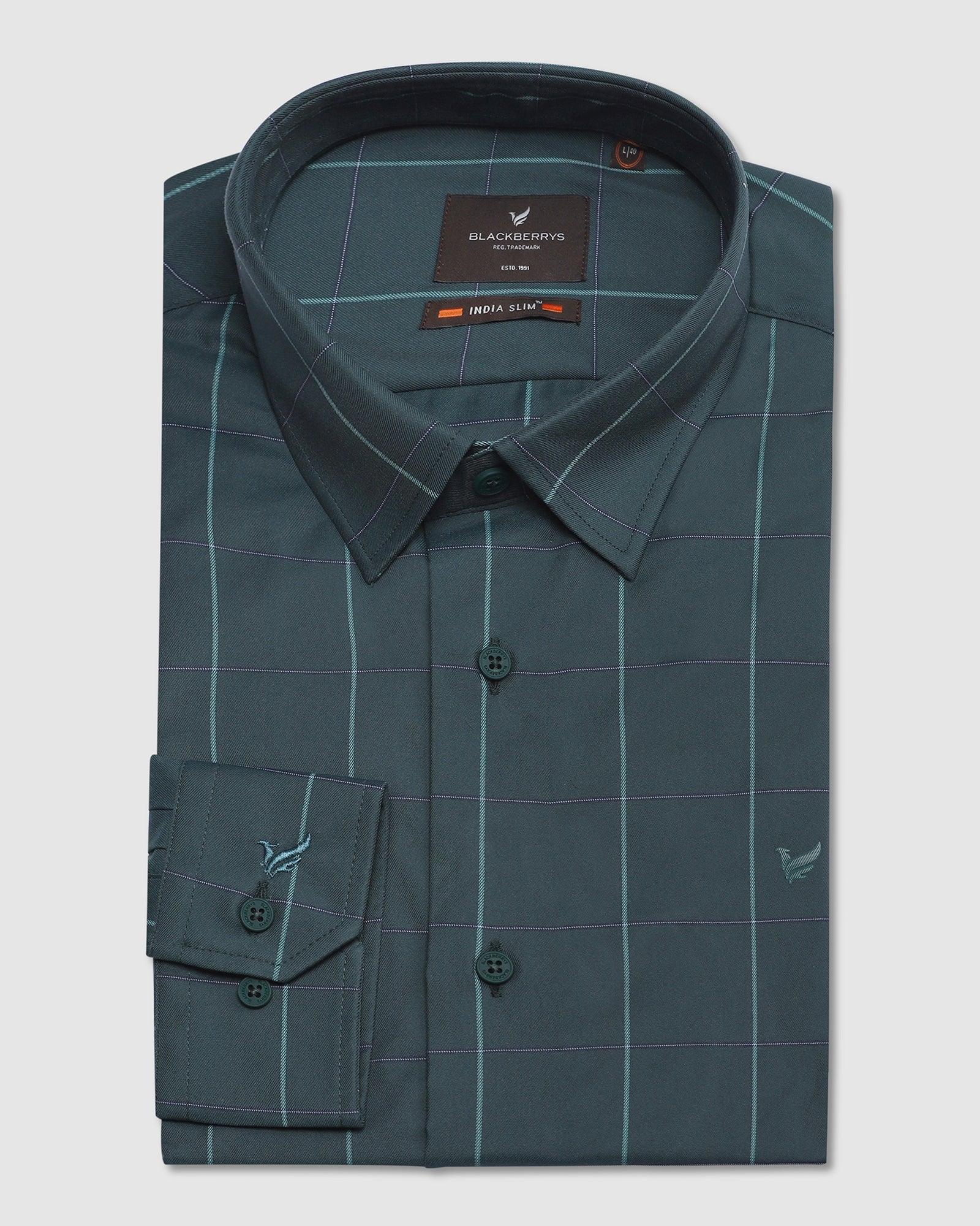 TechPro Formal Green Check Shirt - Figo