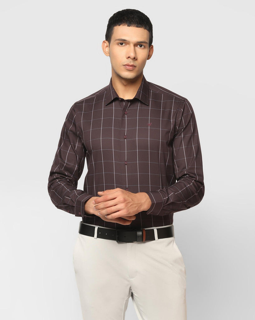 TechPro Formal Plum Check Shirt - Digo