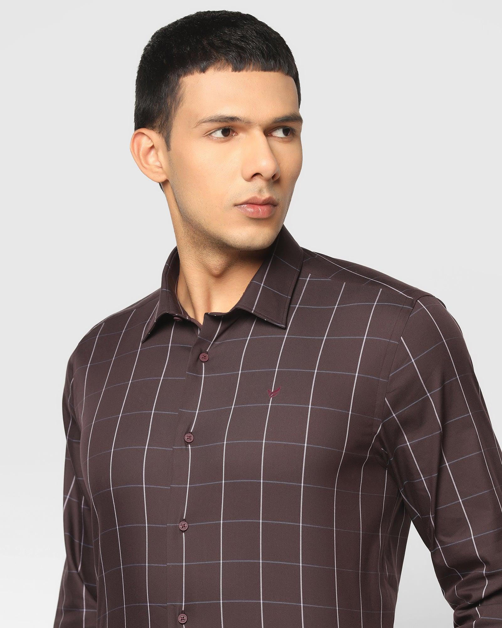 TechPro Check Formal Shirt In Plum (Digo) - Blackberrys