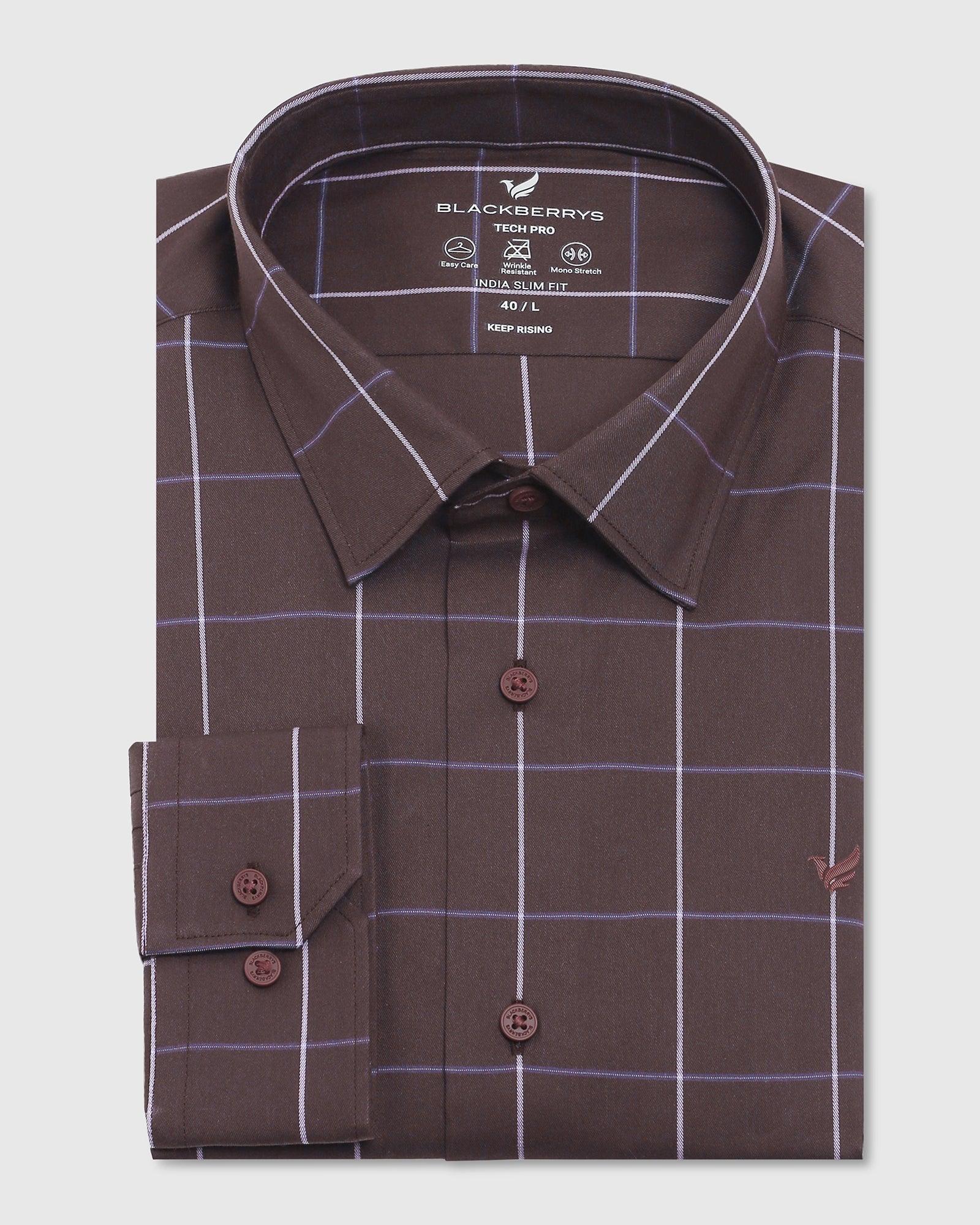 TechPro Check Formal Shirt In Plum (Digo) - Blackberrys