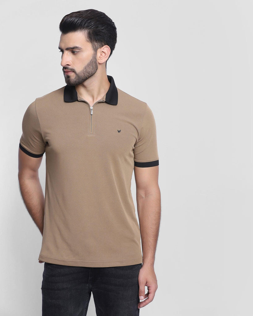 TechPro Polo Khaki Solid T-Shirt - Elite