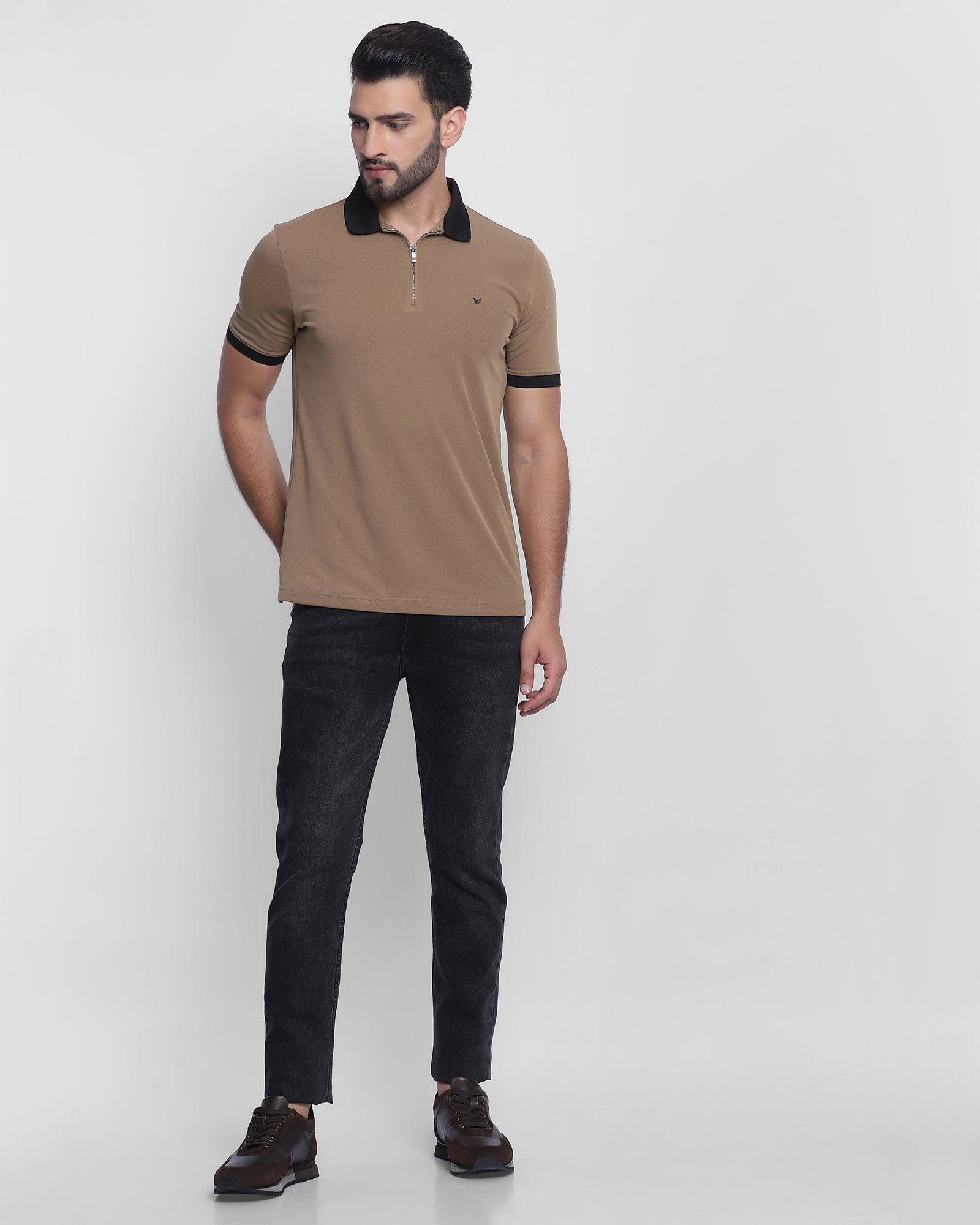 TechPro Polo Khaki Solid T Shirt - Elite