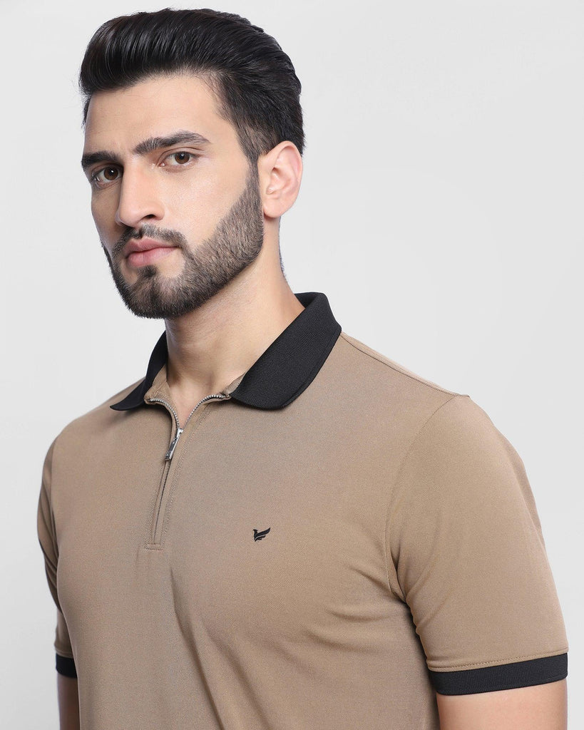 TechPro Polo Khaki Solid T-Shirt - Elite