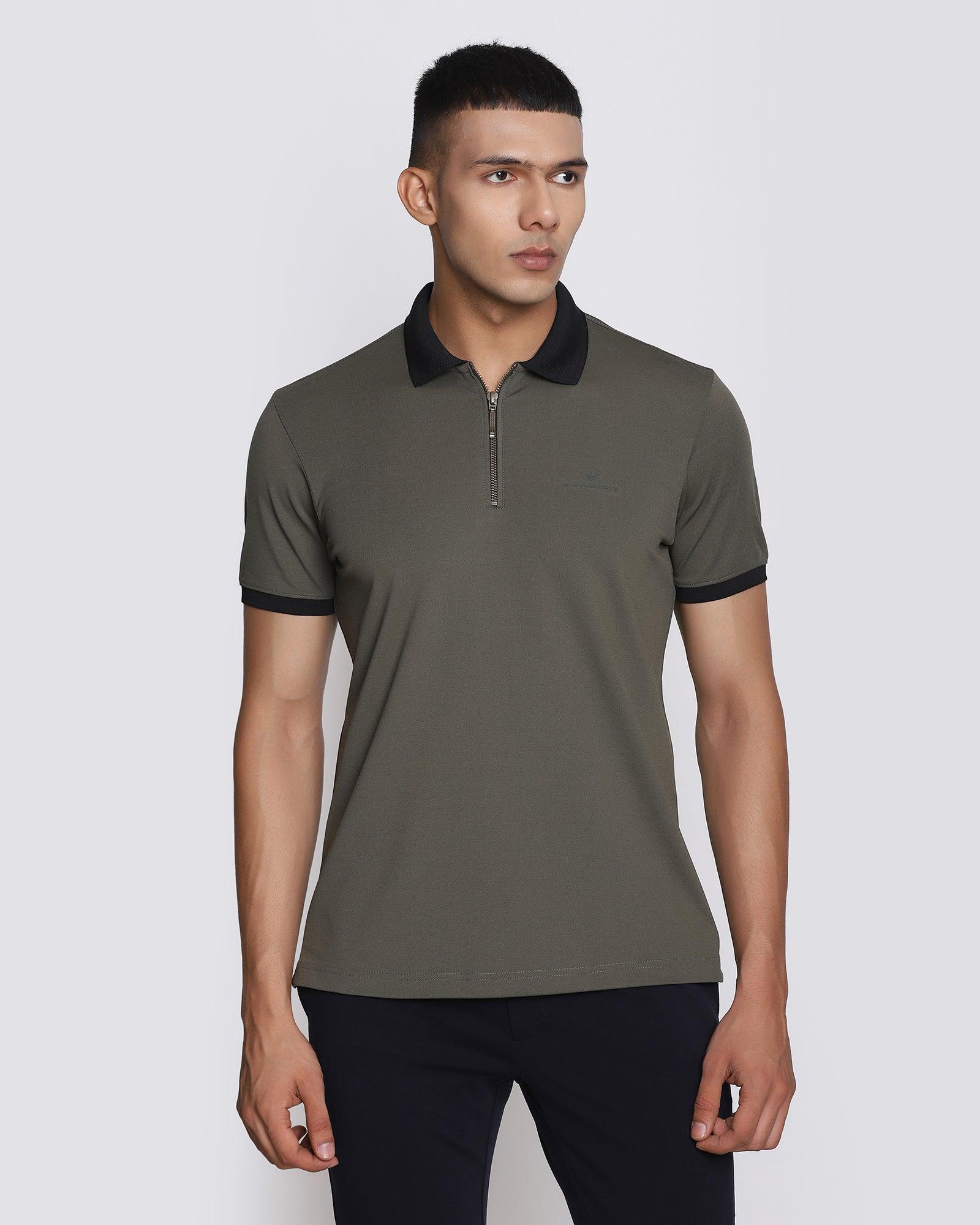 TechPro Polo Olive Solid T Shirt - Elite