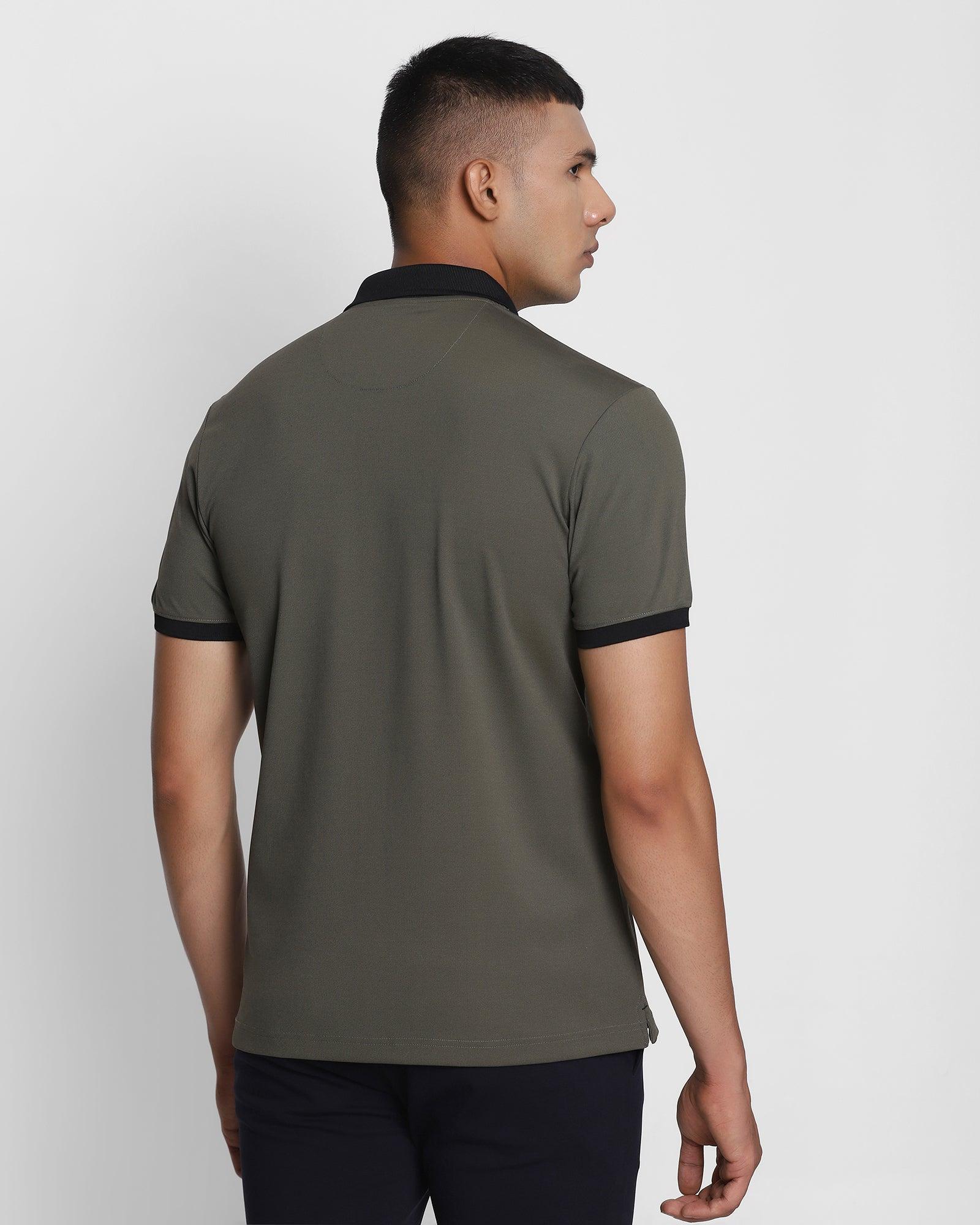 TechPro Polo Olive Solid T Shirt - Elite