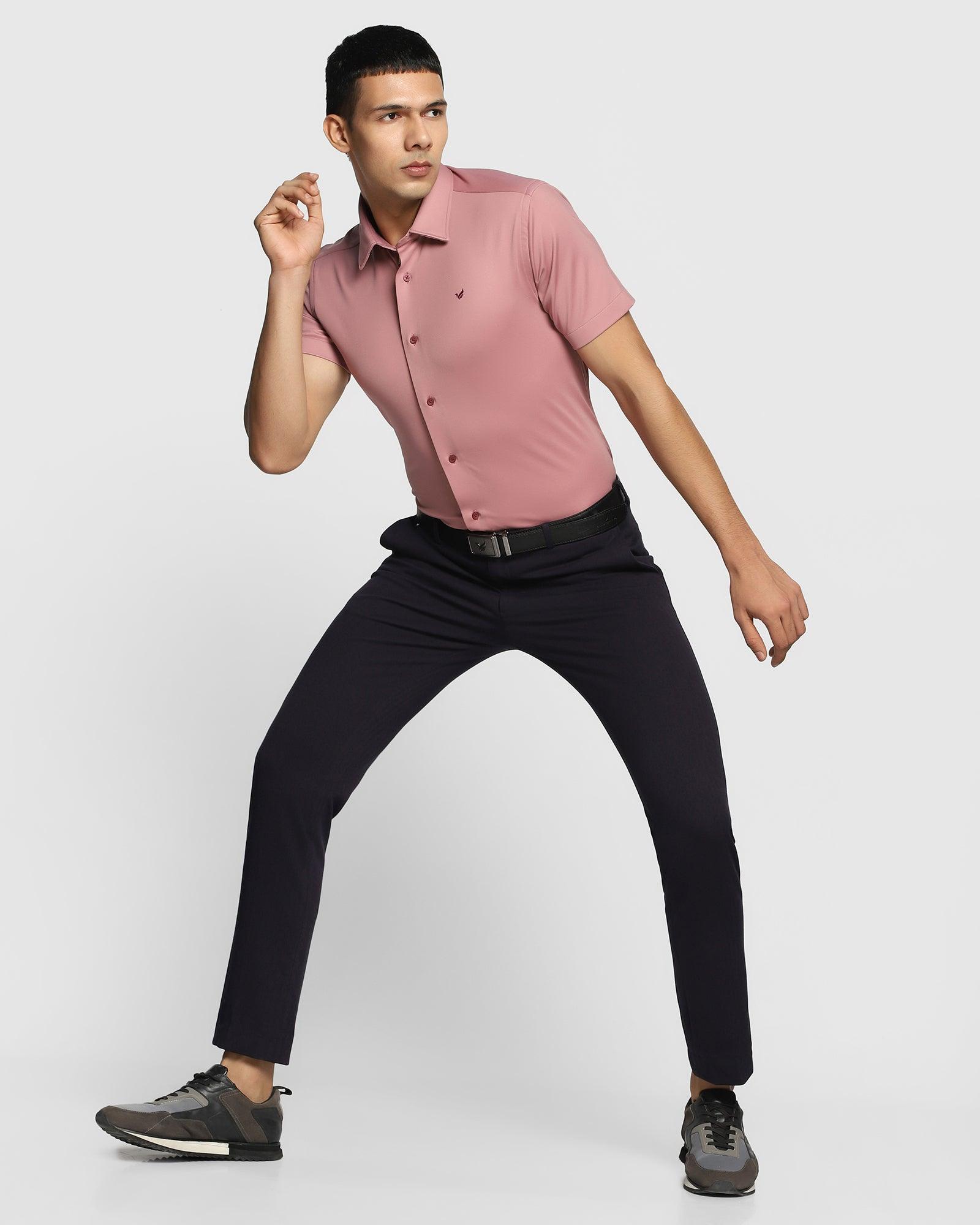 TechPro Formal Half Sleeve Pink Solid Shirt - Payback