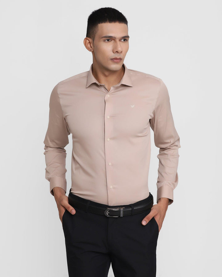 TechPro Formal Beige Solid Shirt - Cloud